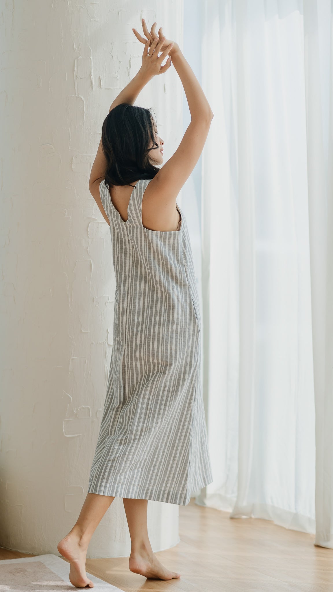Resort Vibes Striped Midi Dress in Dusty Blue [ONLINE ONLY]