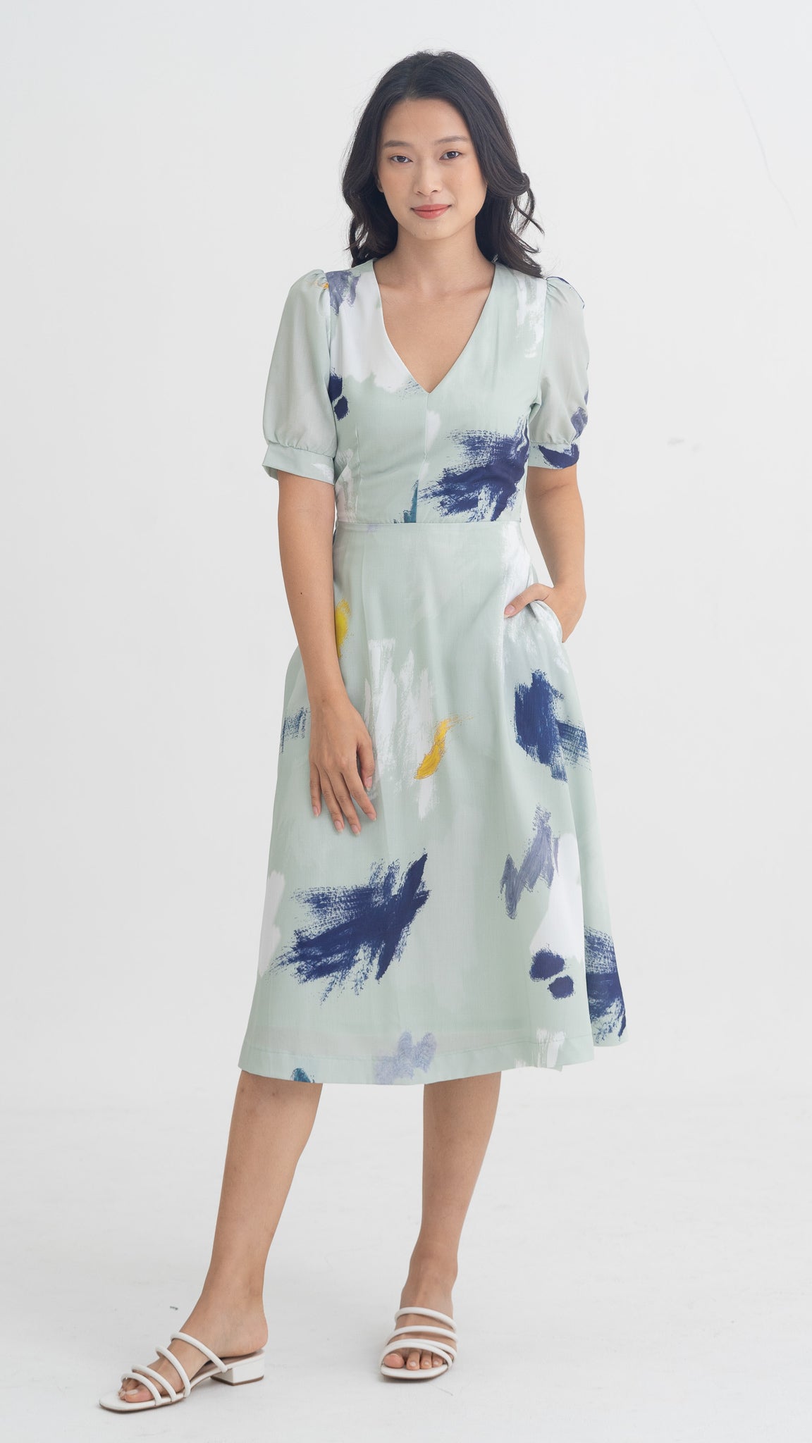 If I Were A Painter Sleeved Dress in Sage [ONLINE ONLY]