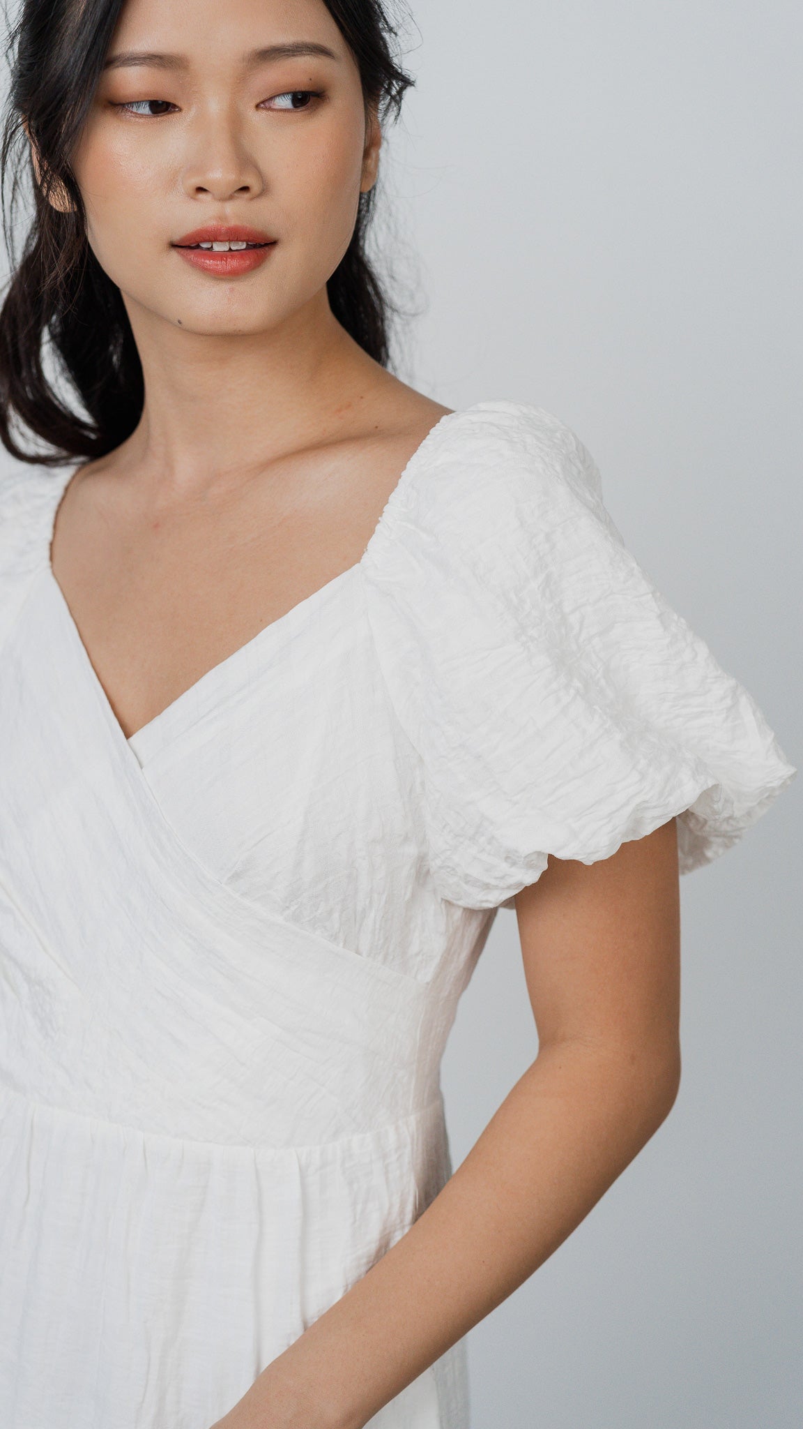 Crossroads Checkered Midi Dress in White [ONLINE ONLY]