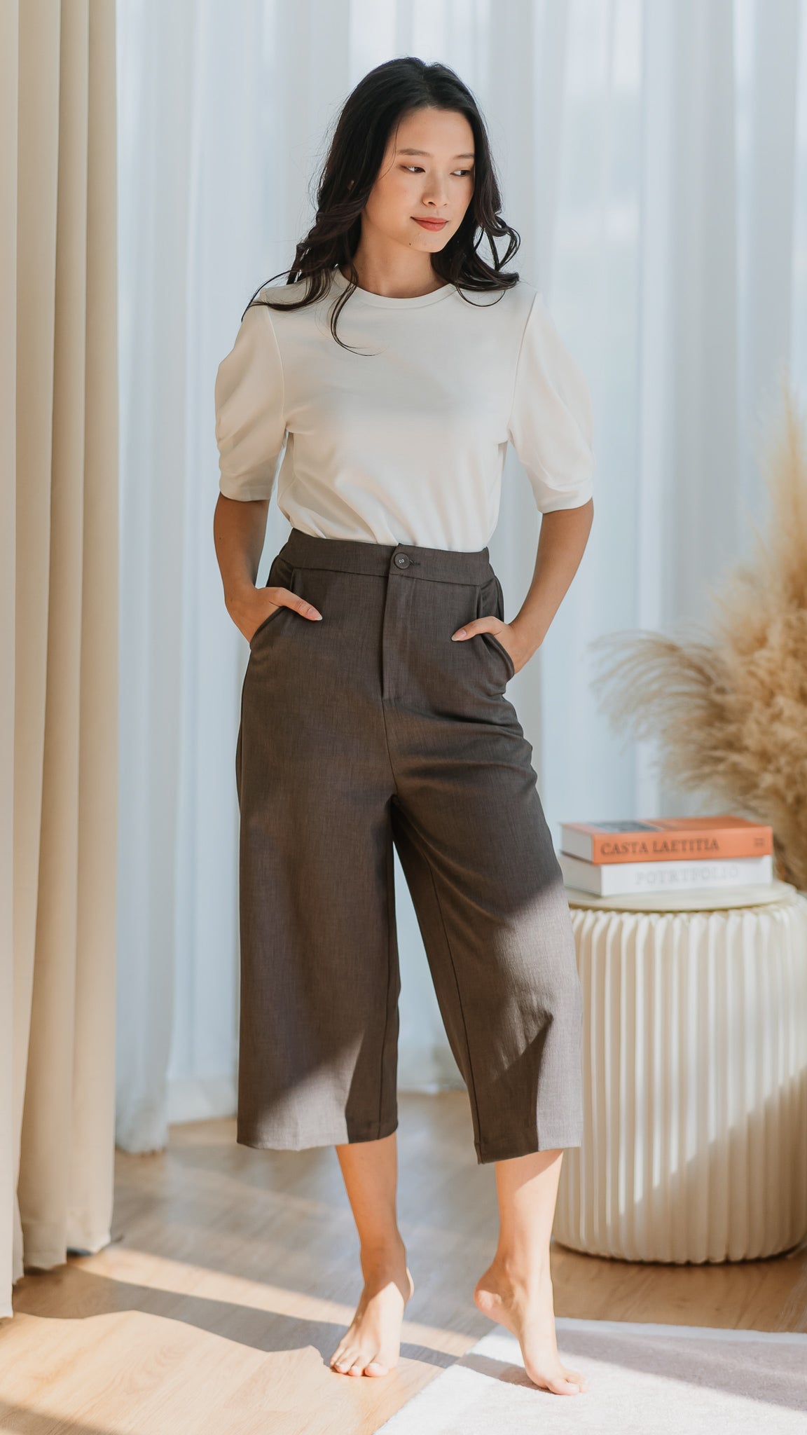 Xin Elastic Waist Culottes in Dark Grey [ONLINE ONLY]