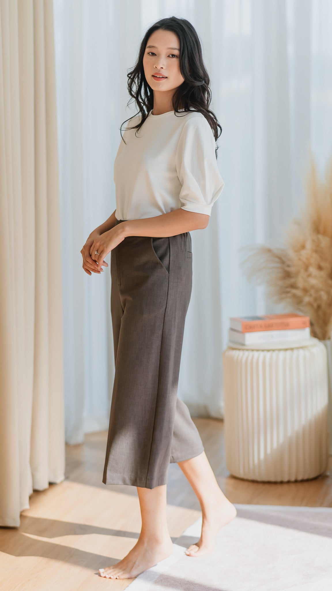 Xin Elastic Waist Culottes in Dark Grey [ONLINE ONLY]