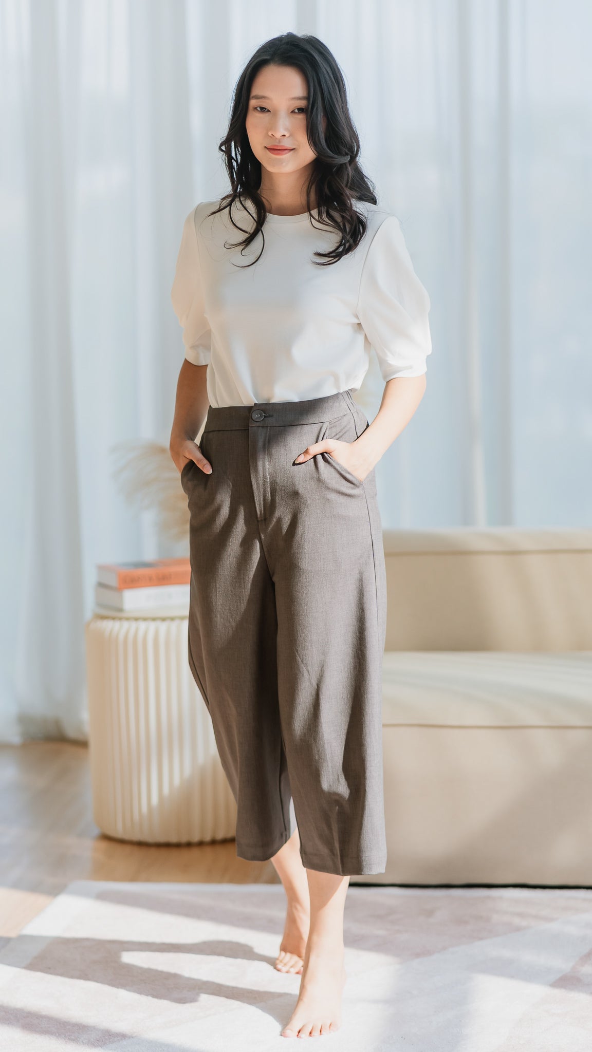 Xin Elastic Waist Culottes in Dark Grey [ONLINE ONLY]