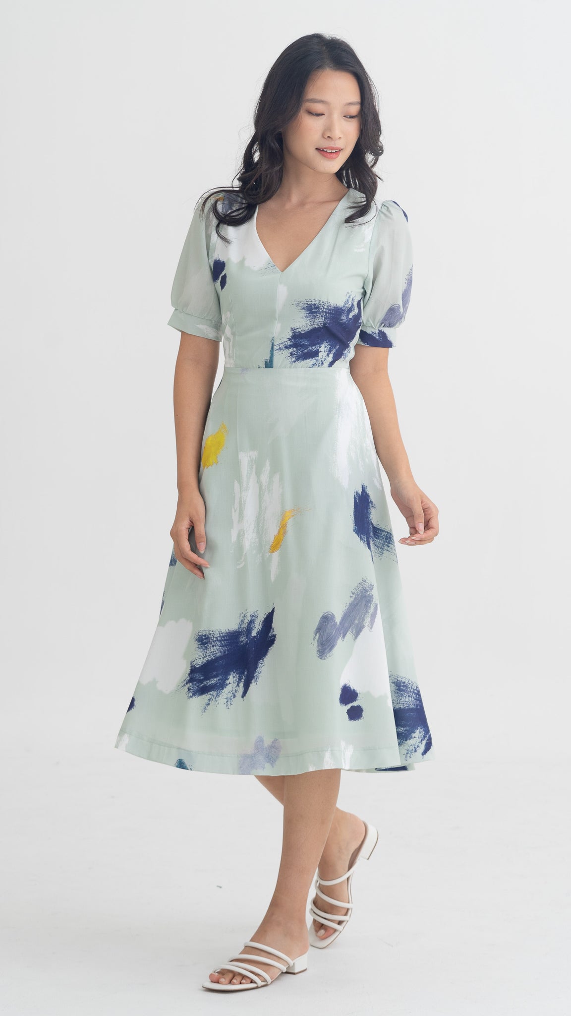 If I Were A Painter Sleeved Dress in Sage [ONLINE ONLY]