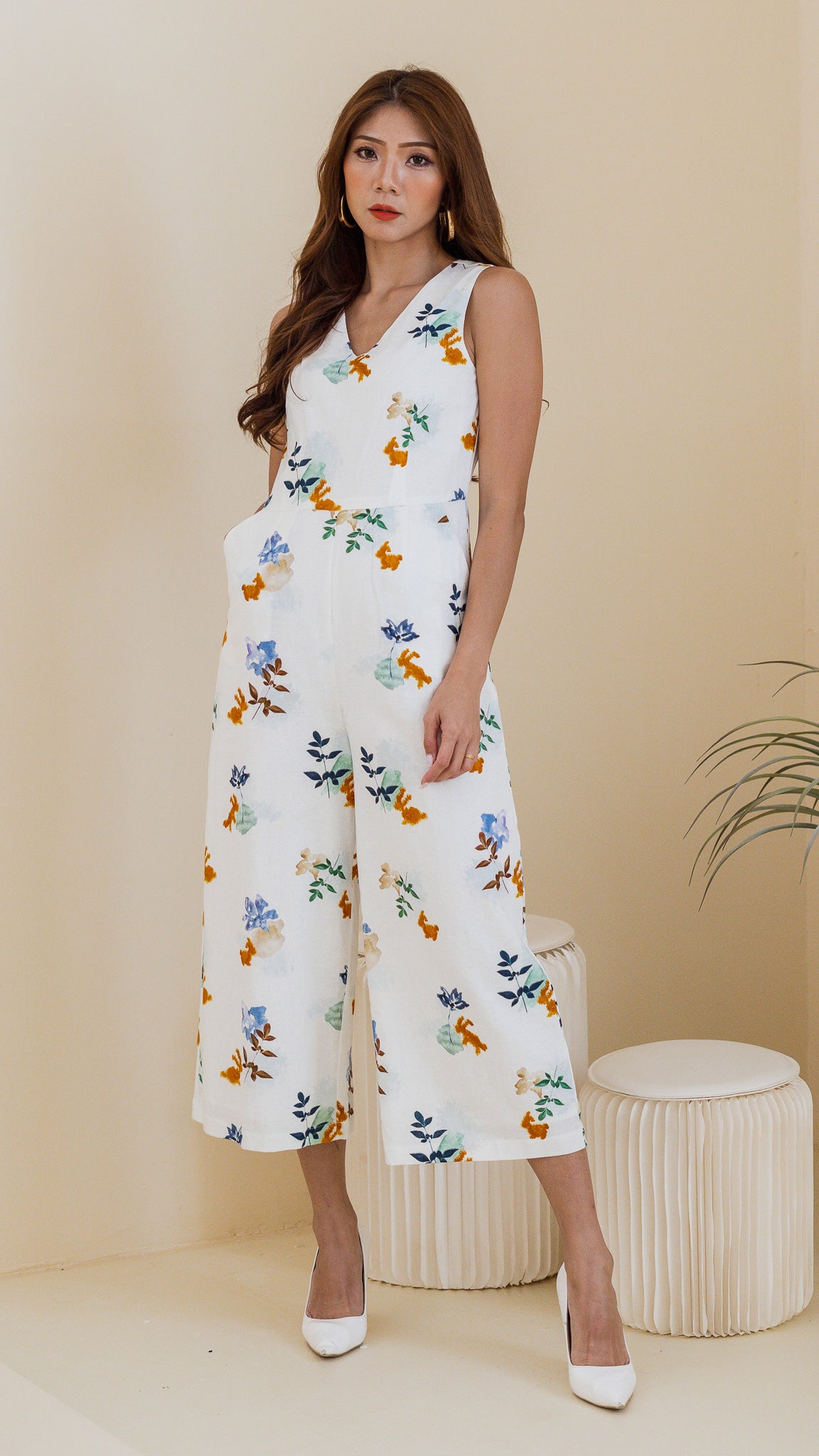Leaps & Bounds Maxi Linen Jumpsuit in White