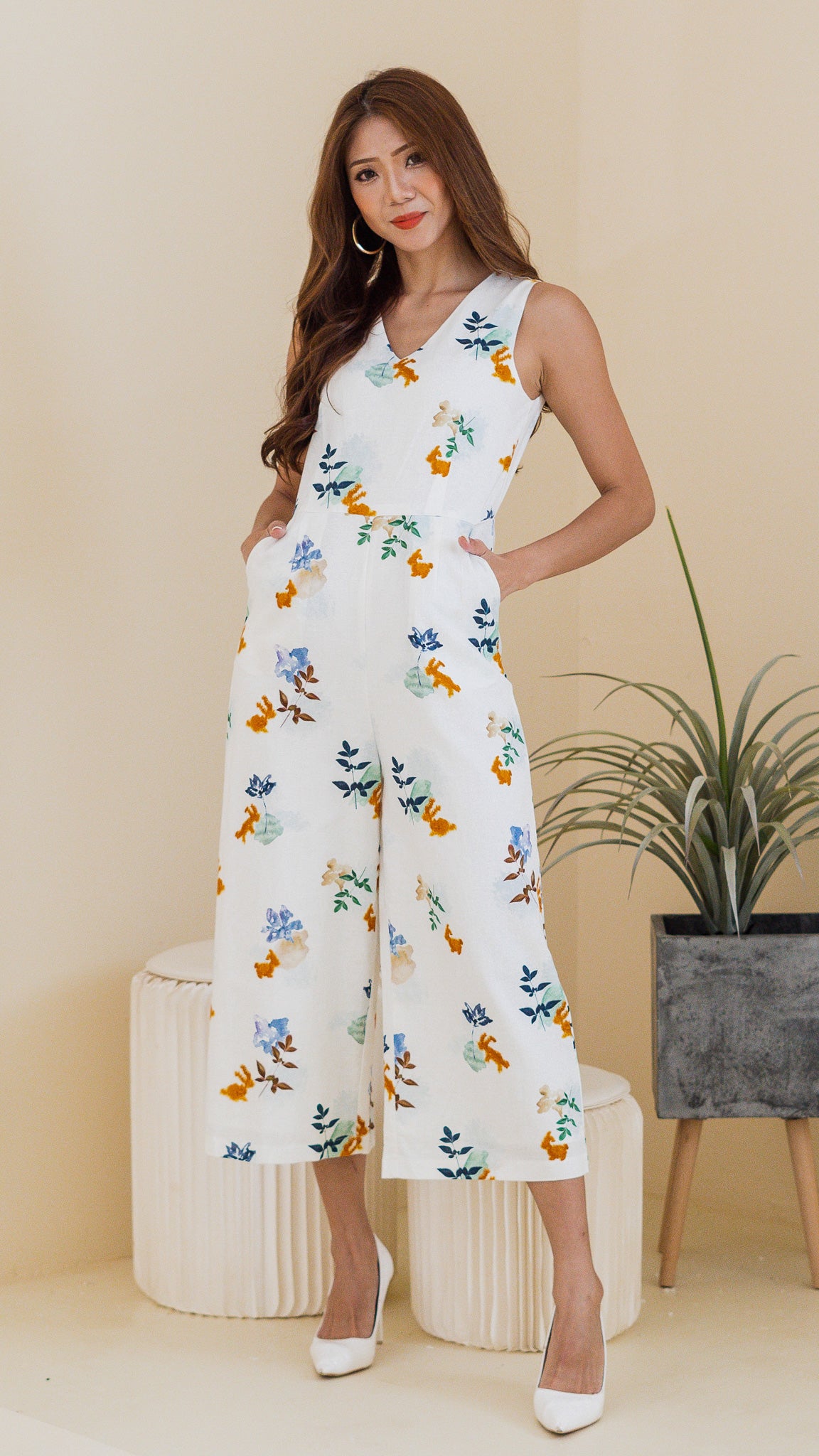 Leaps & Bounds Maxi Linen Jumpsuit in White