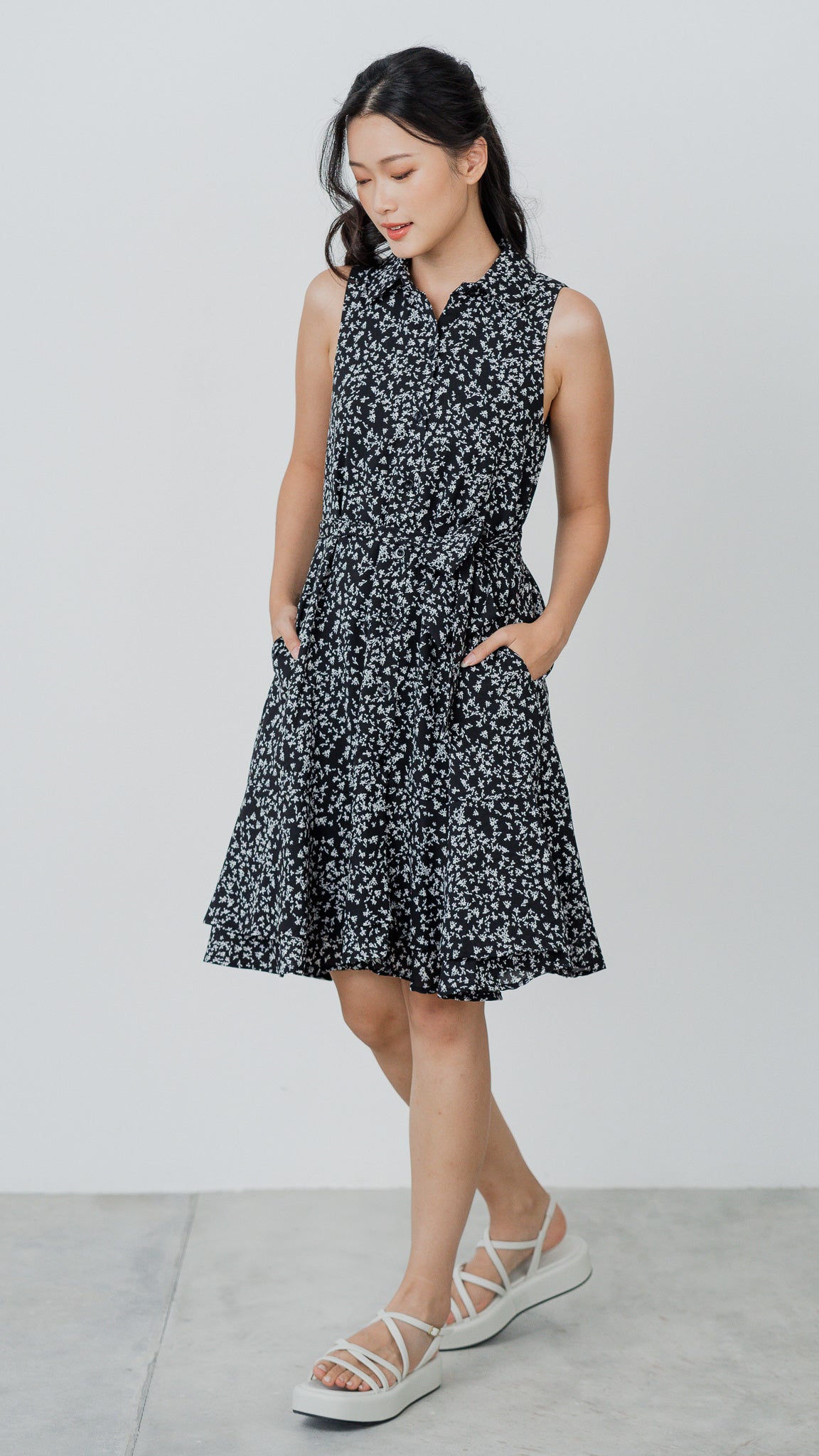 Jasmine Floral Tiered Dress in Black [ONLINE ONLY]
