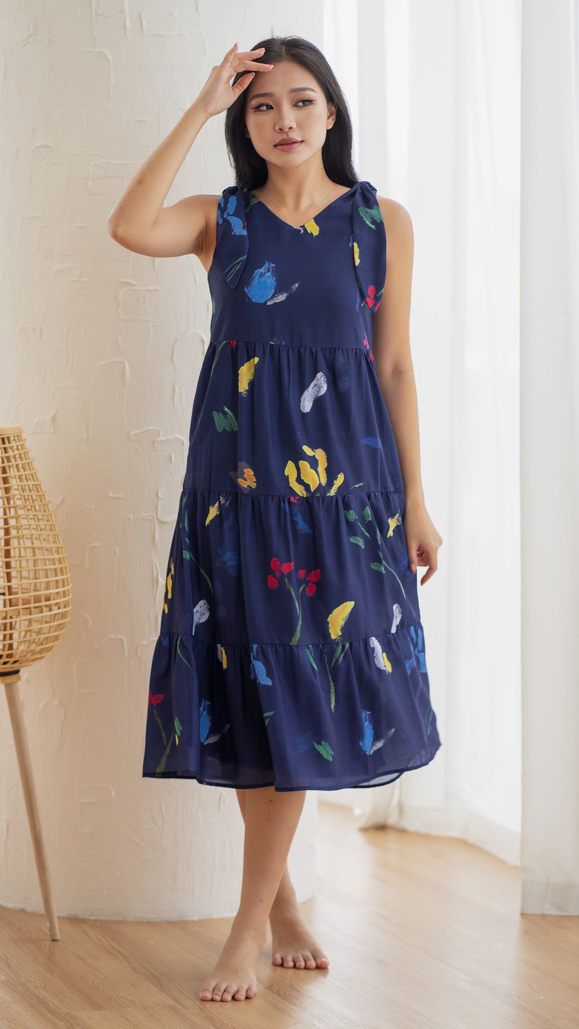 Wildflowers Tiered Two-Way Dress in Navy [ONLINE ONLY]
