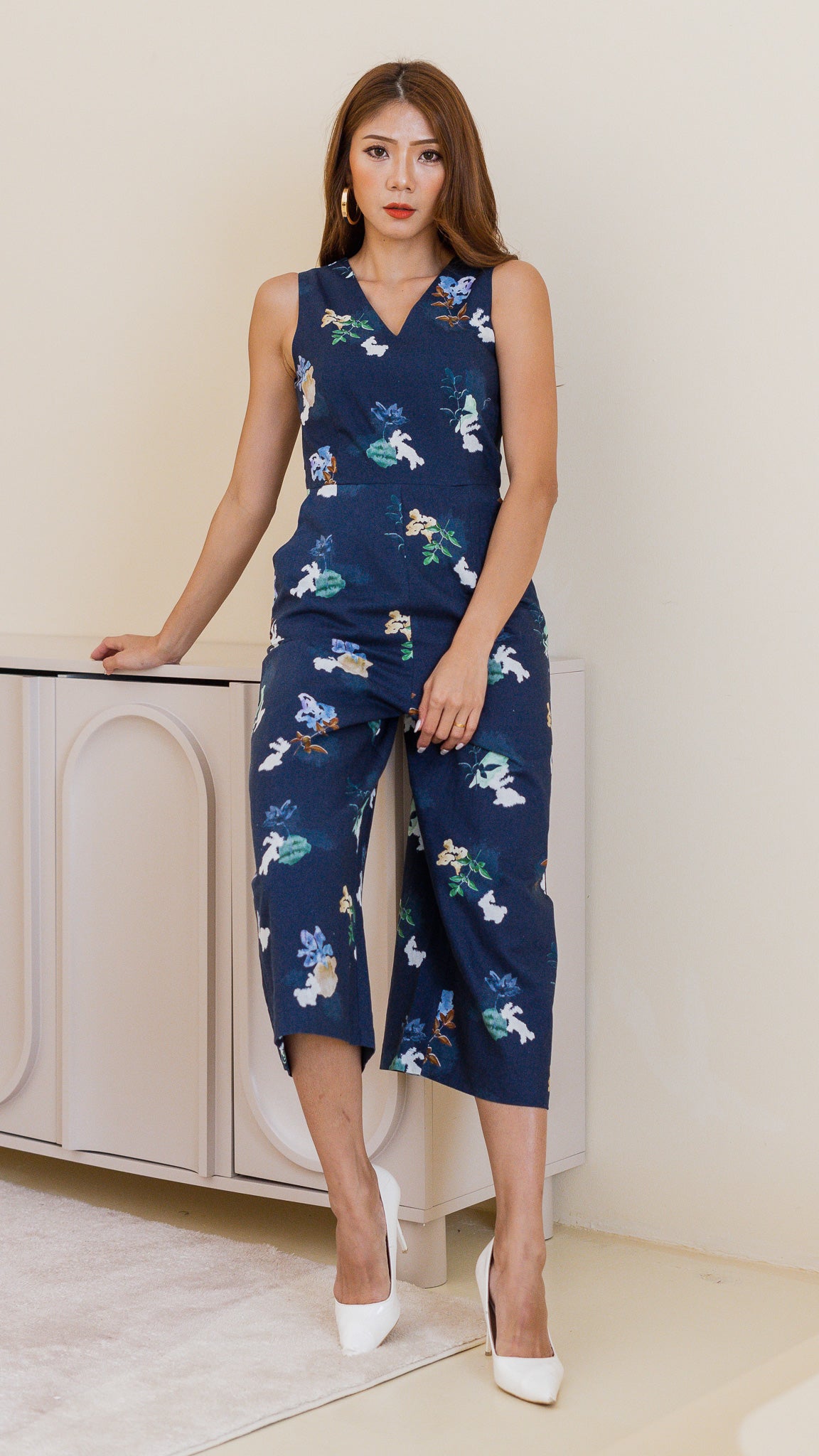 Leaps & Bounds Maxi Linen Jumpsuit in Navy