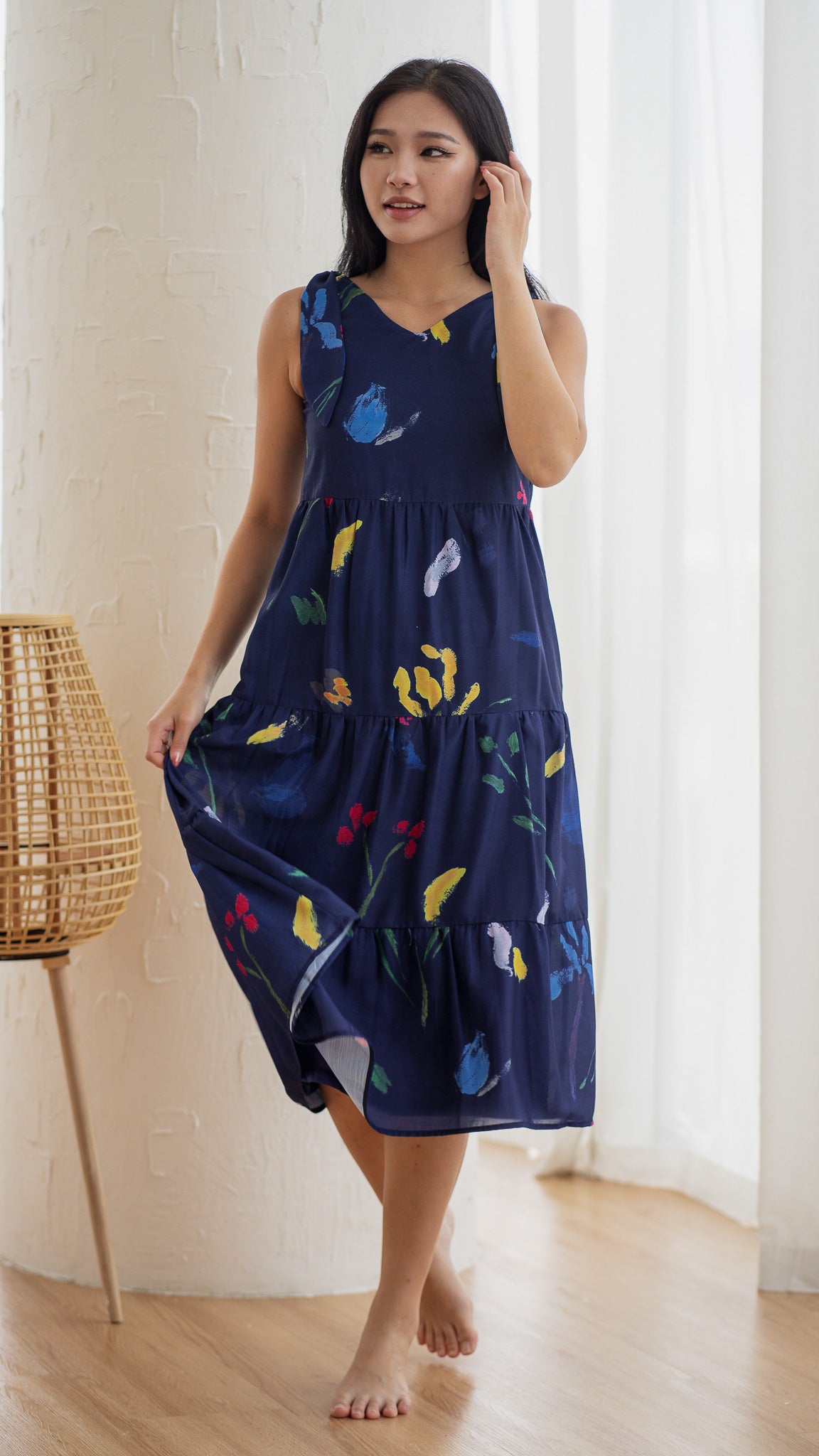 Wildflowers Tiered Two-Way Dress in Navy [ONLINE ONLY]