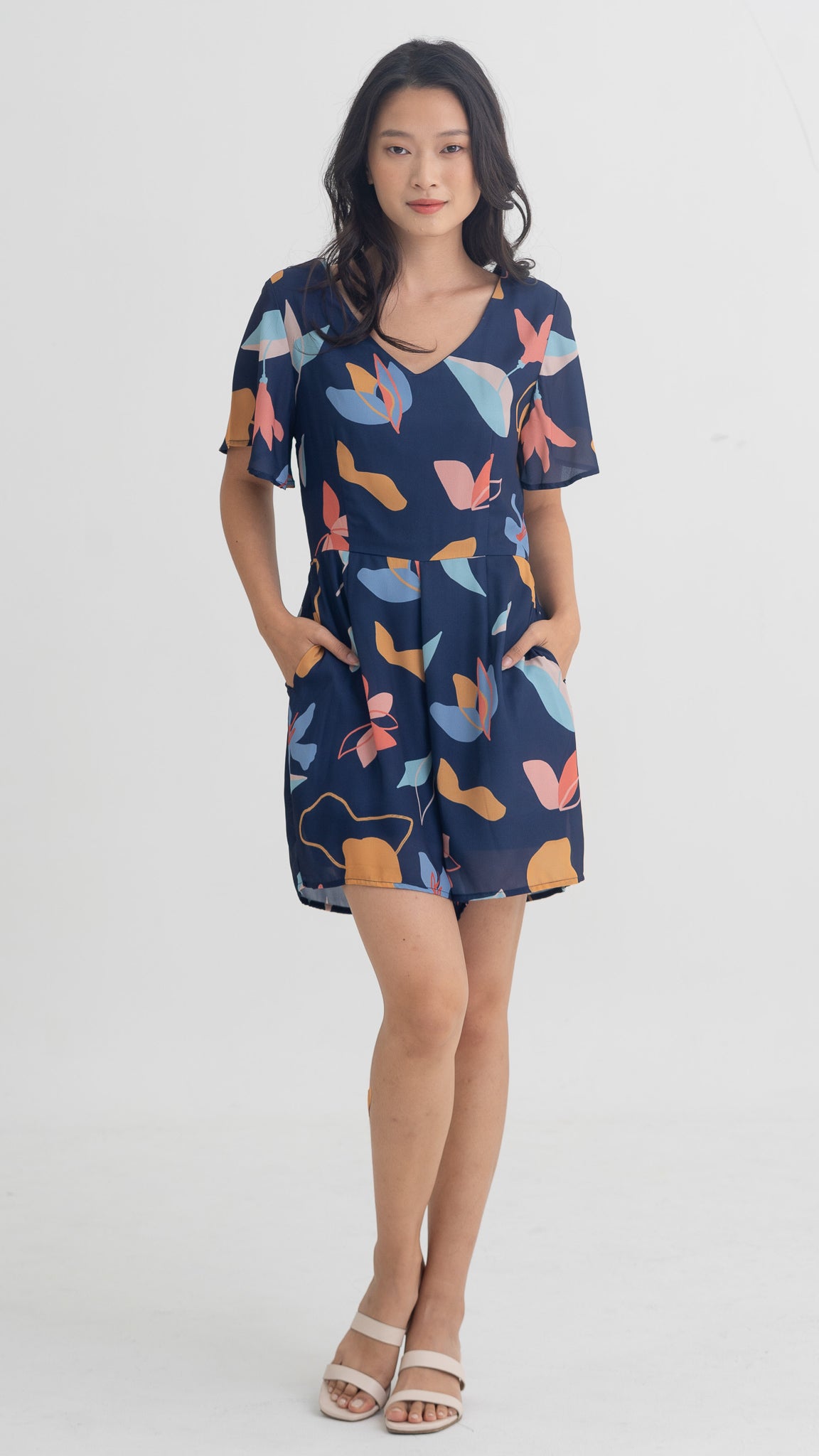 Sophie's Summer Sleeved Playsuit in Navy [ONLINE ONLY]