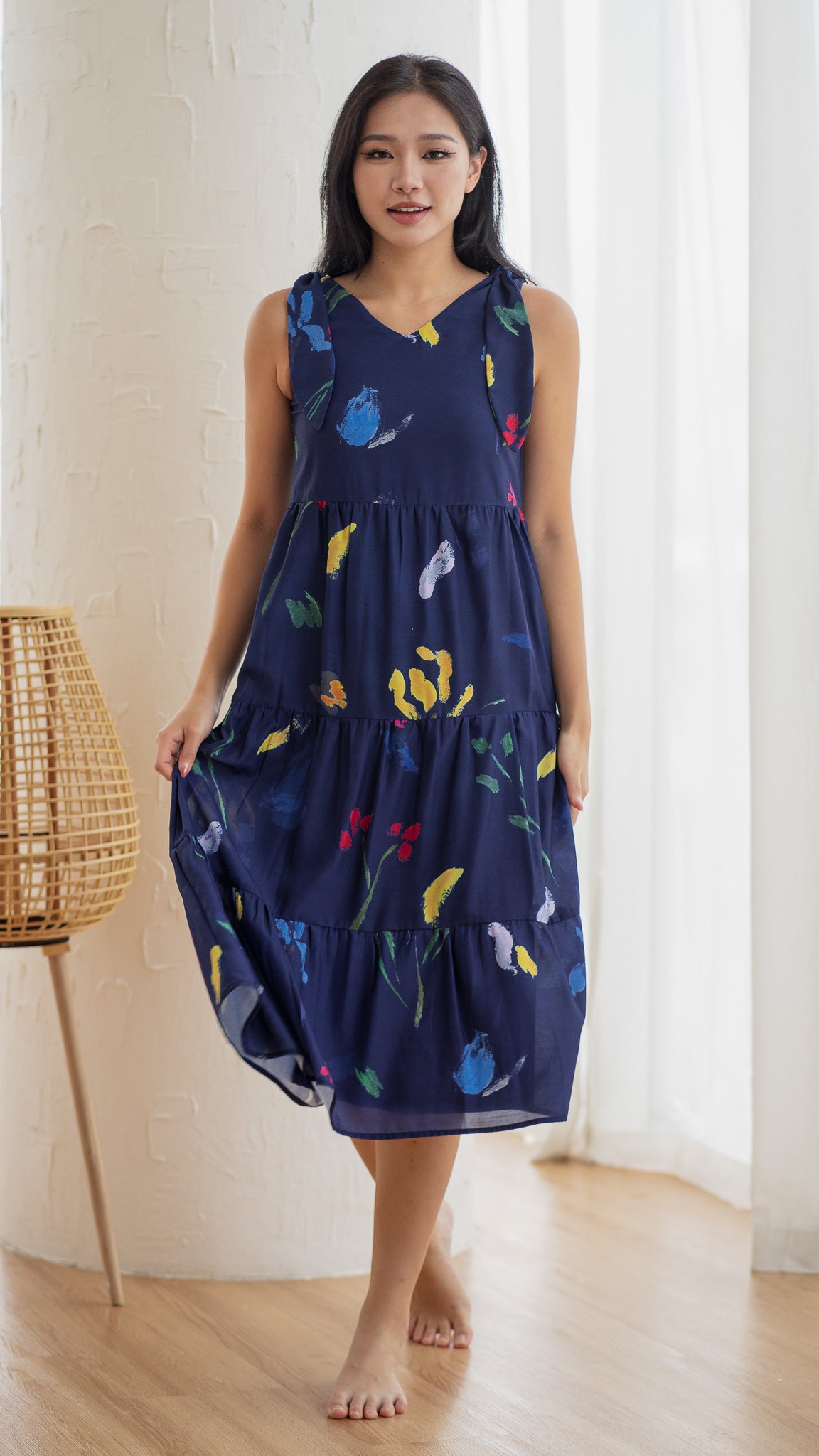 Wildflowers Tiered Two-Way Dress in Navy [ONLINE ONLY]