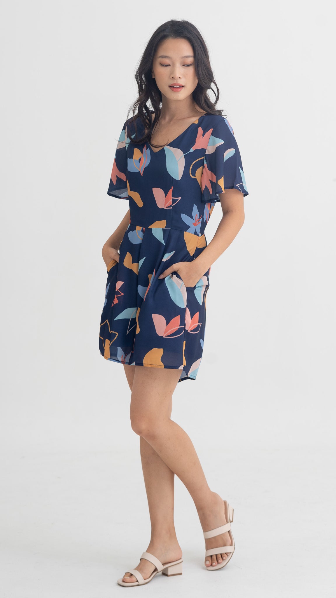 Sophie's Summer Sleeved Playsuit in Navy [ONLINE ONLY]