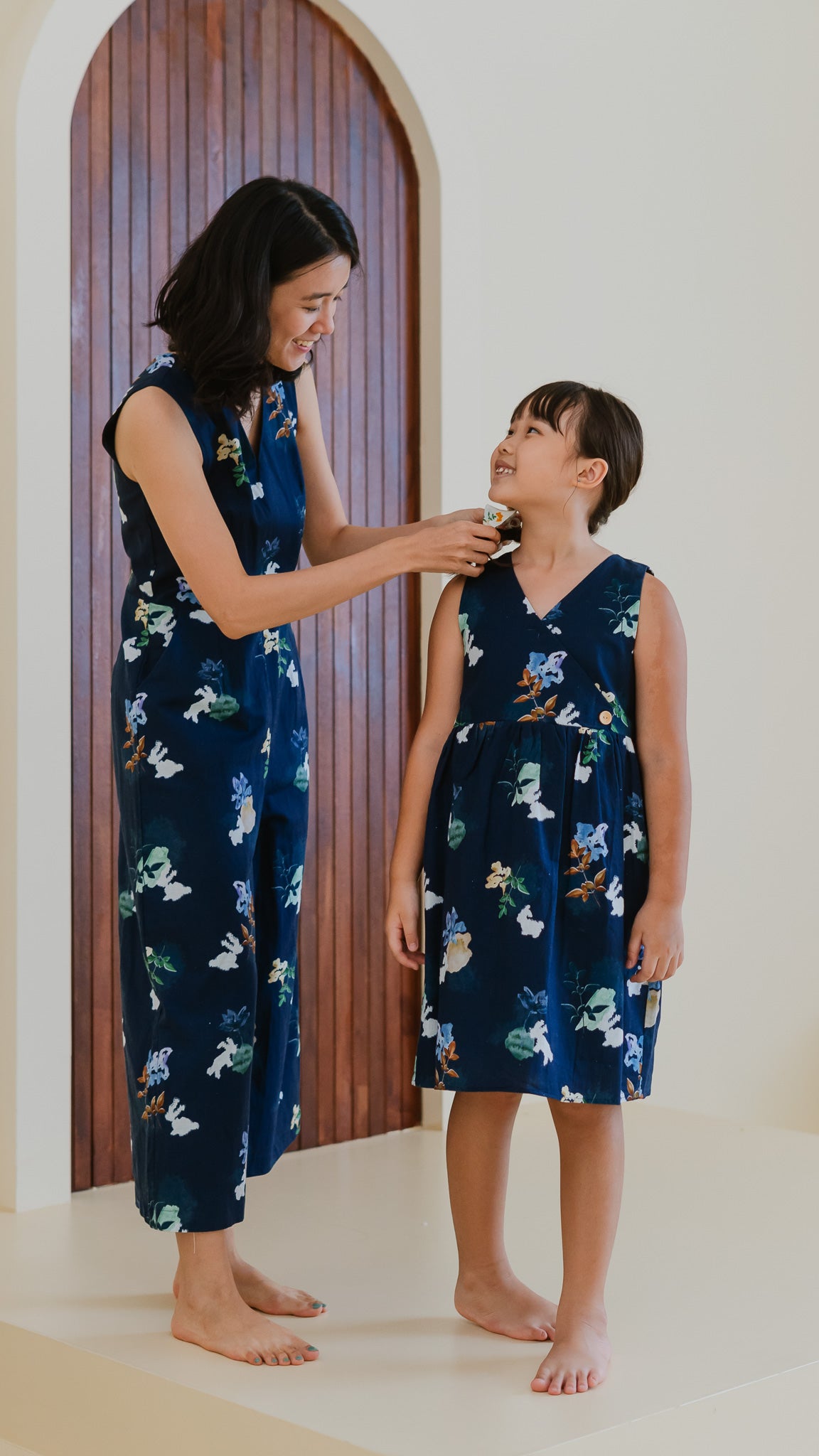 Leaps & Bounds Kids' Linen Dress in Navy