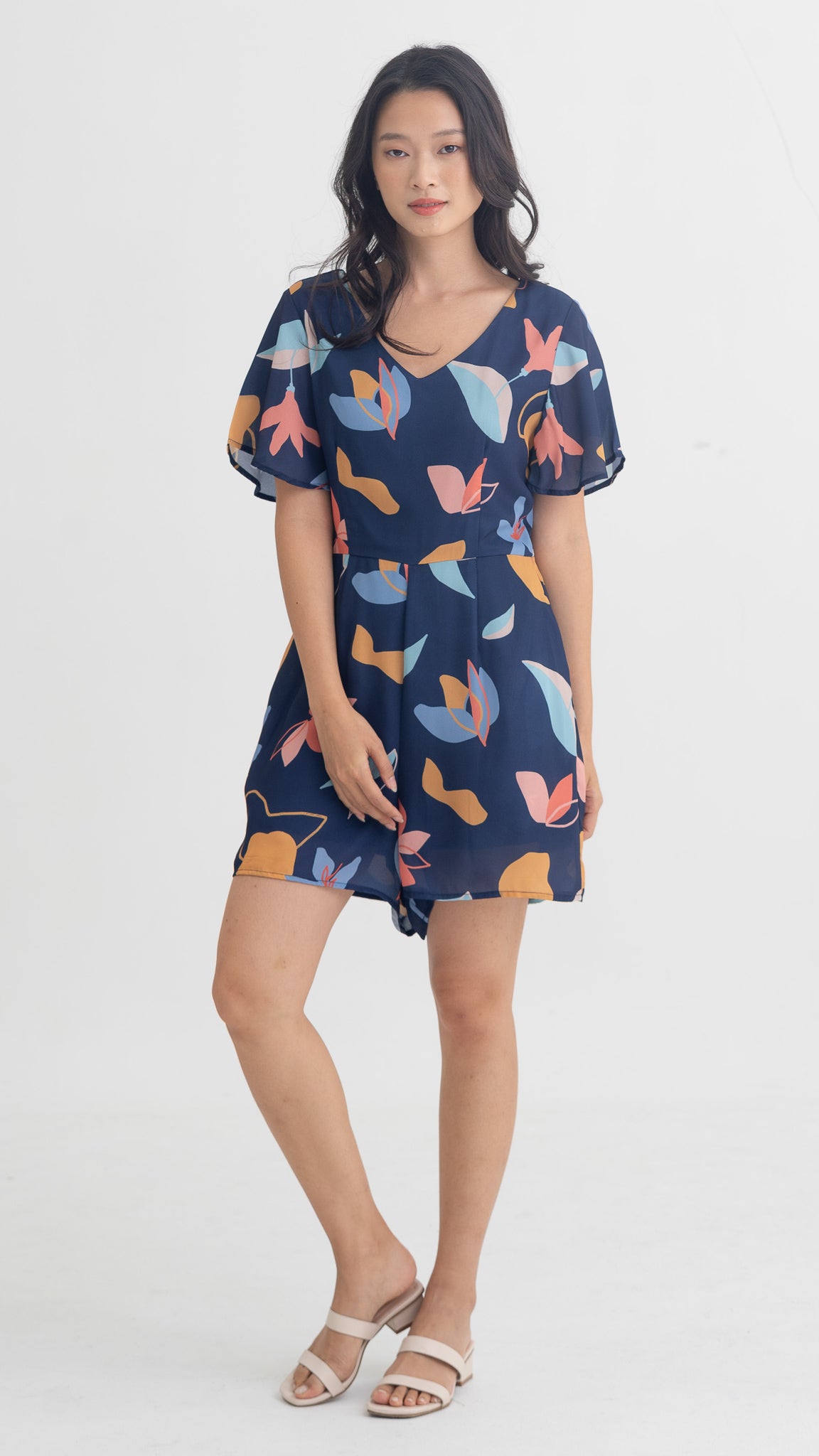 Sophie's Summer Sleeved Playsuit in Navy [ONLINE ONLY]