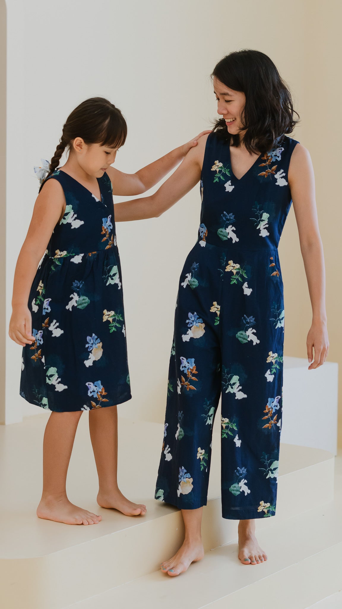 Leaps & Bounds Kids' Linen Dress in Navy
