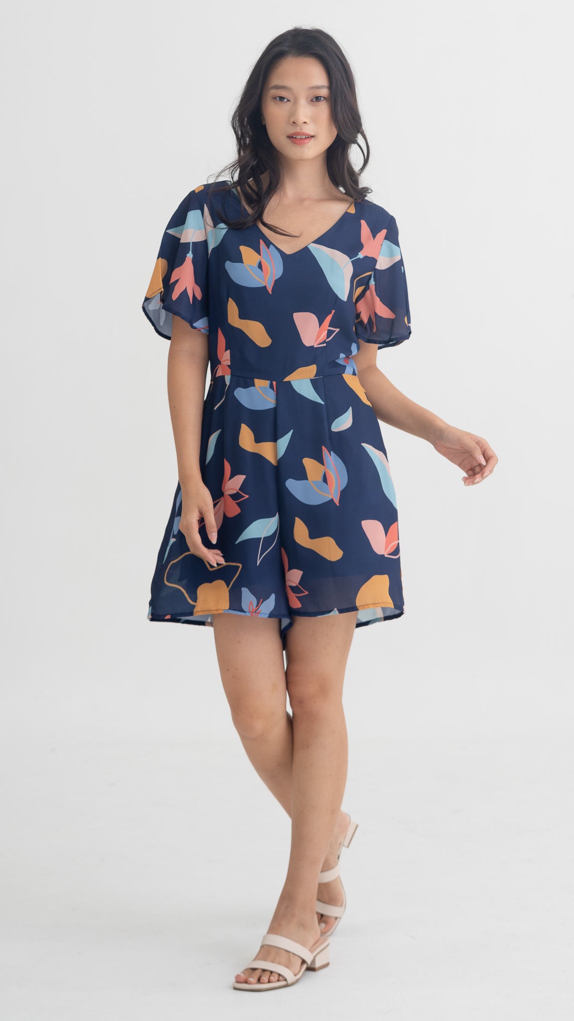 Sophie's Summer Sleeved Playsuit in Navy [ONLINE ONLY]