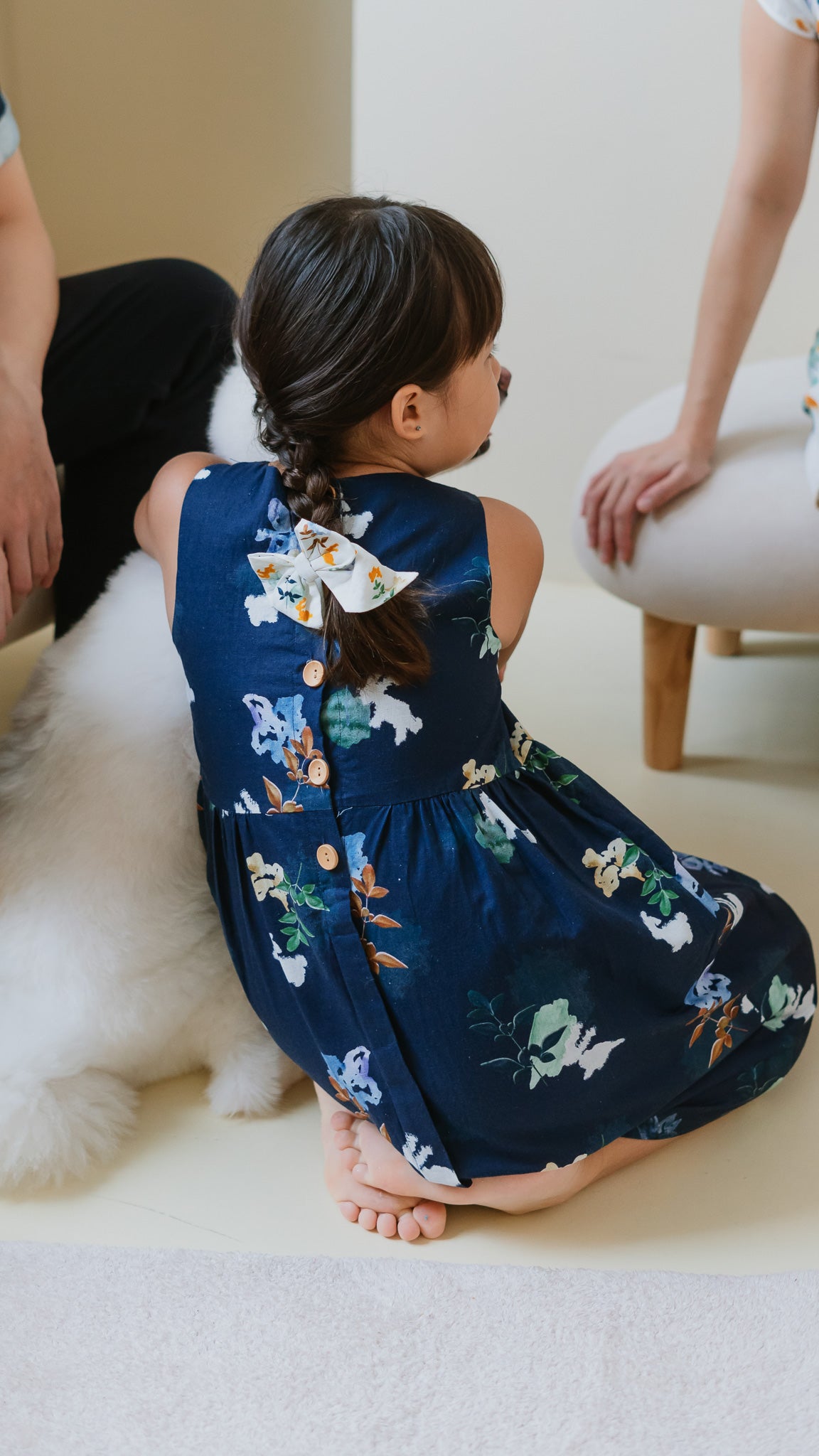 Leaps & Bounds Kids' Linen Dress in Navy