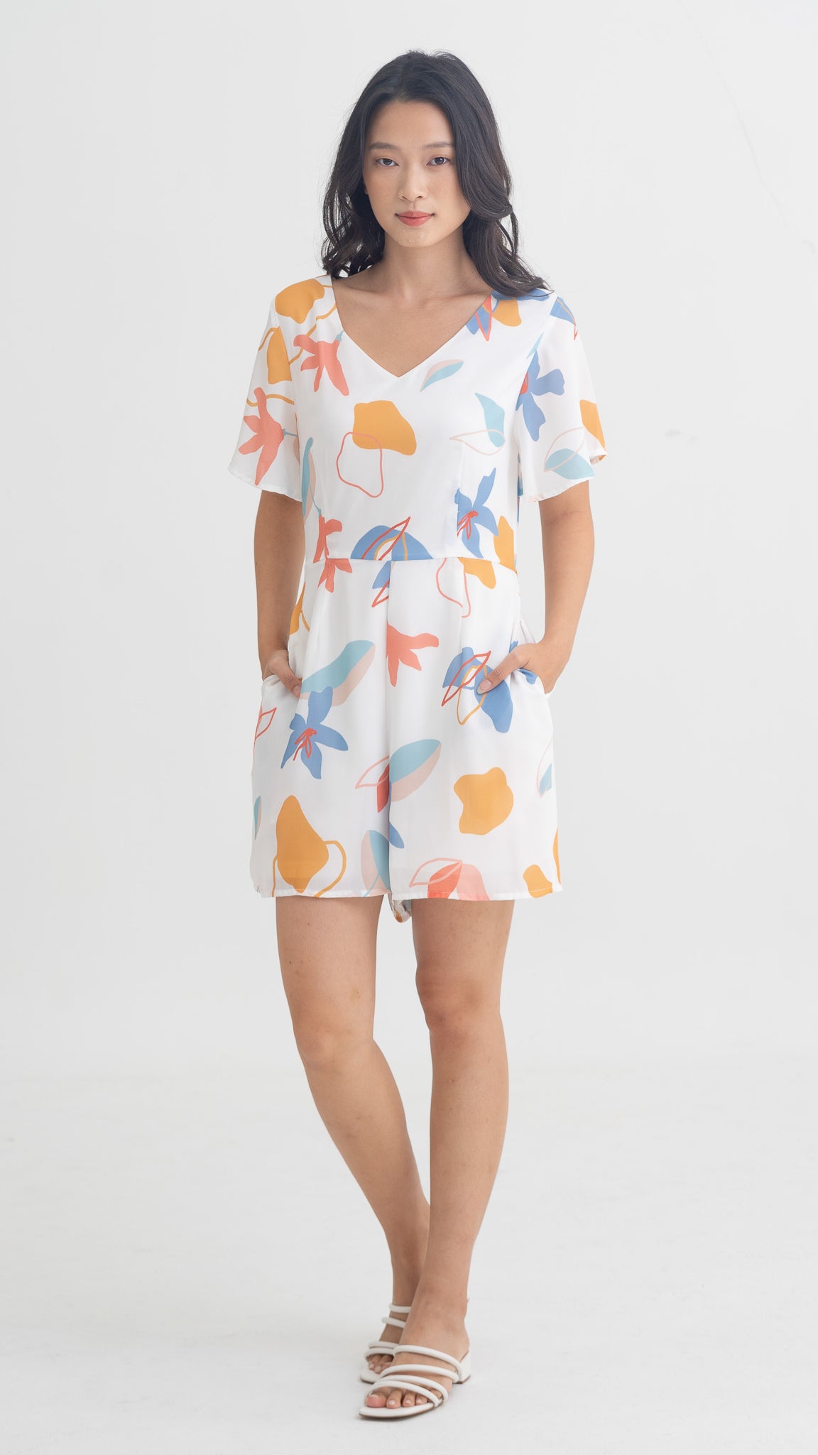 Sophie's Summer Sleeved Playsuit in White [ONLINE ONLY]