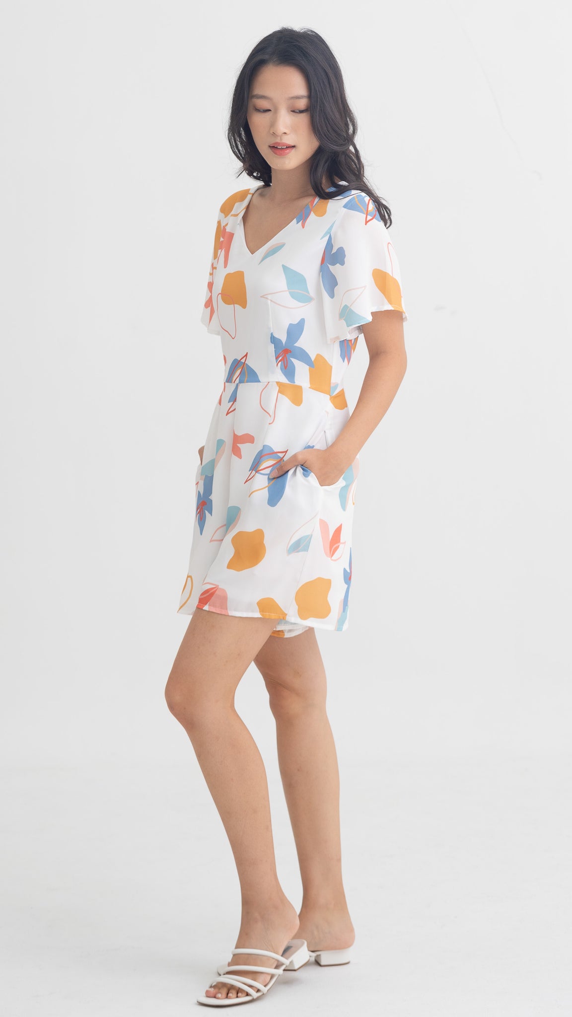 Sophie's Summer Sleeved Playsuit in White [ONLINE ONLY]