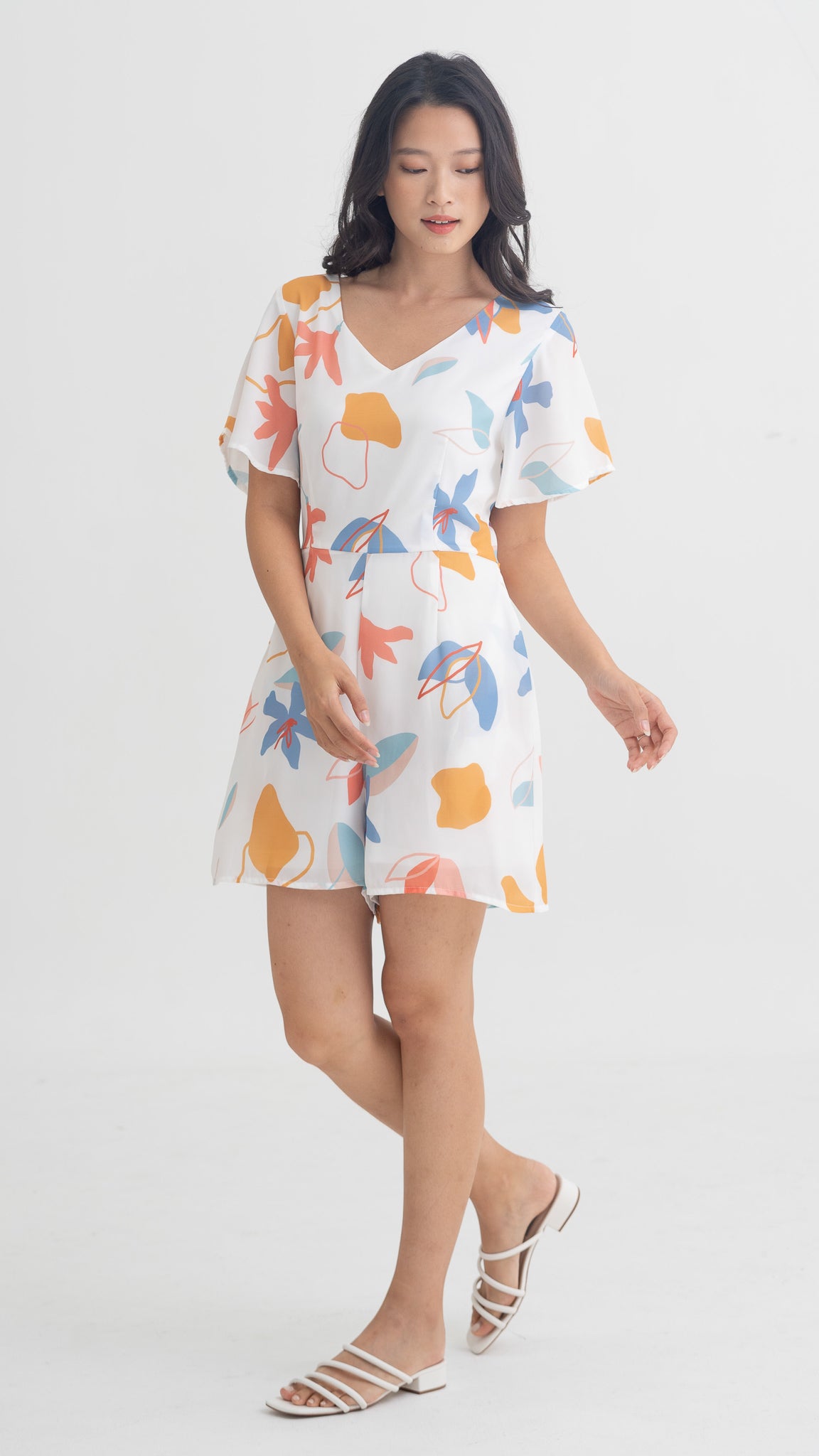 Sophie's Summer Sleeved Playsuit in White [ONLINE ONLY]