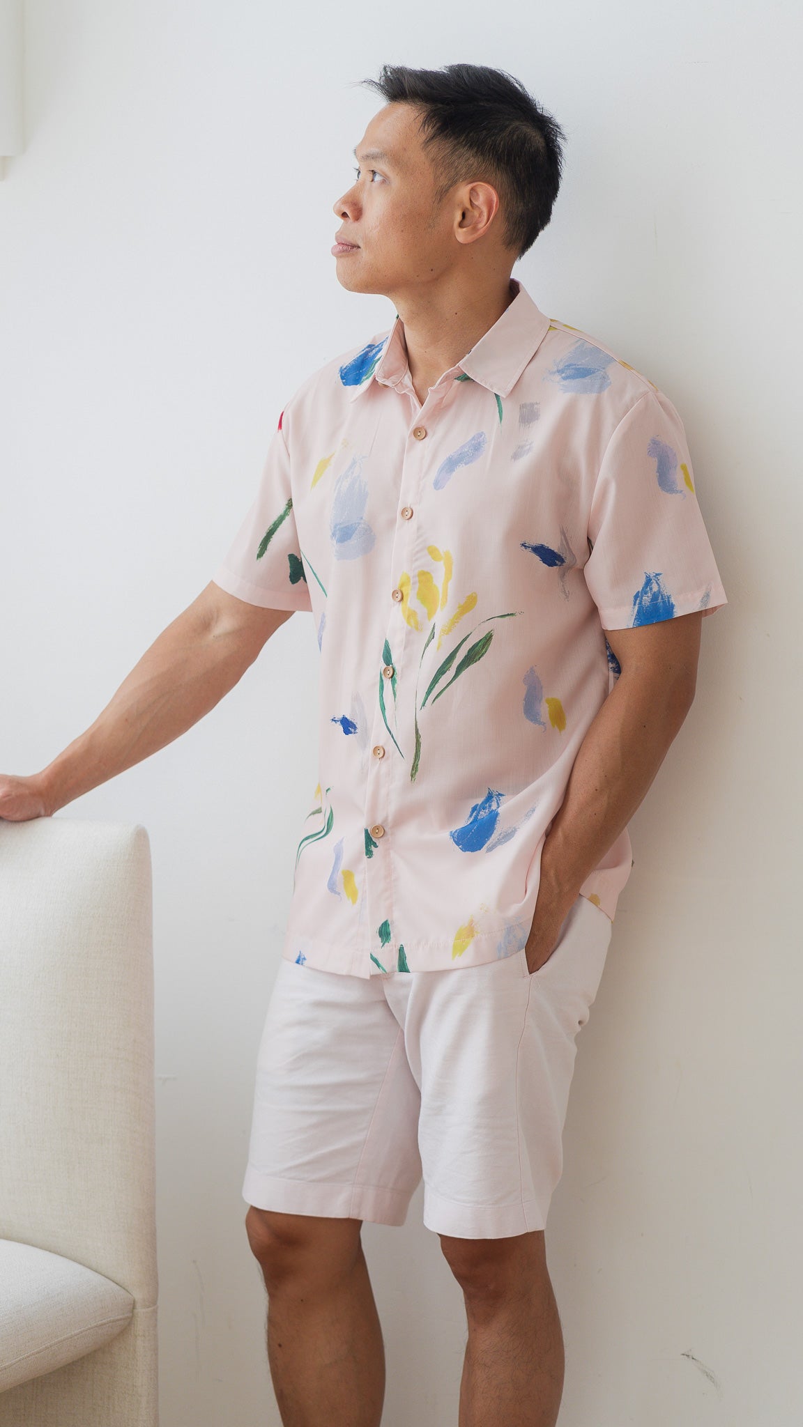 Wildflowers Men's Shirt in Pink [ONLINE ONLY]