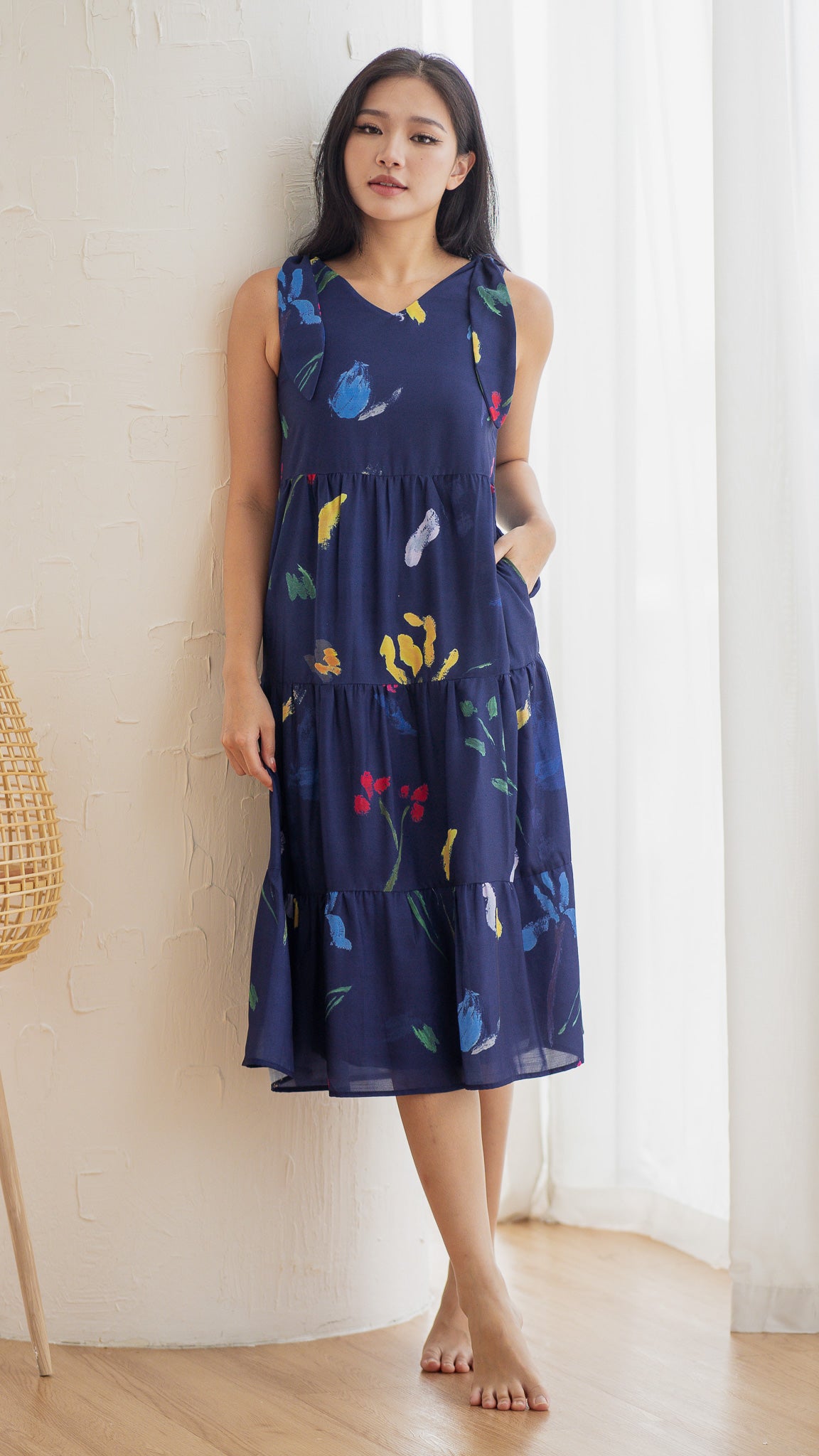 Wildflowers Tiered Two-Way Dress in Navy [ONLINE ONLY]