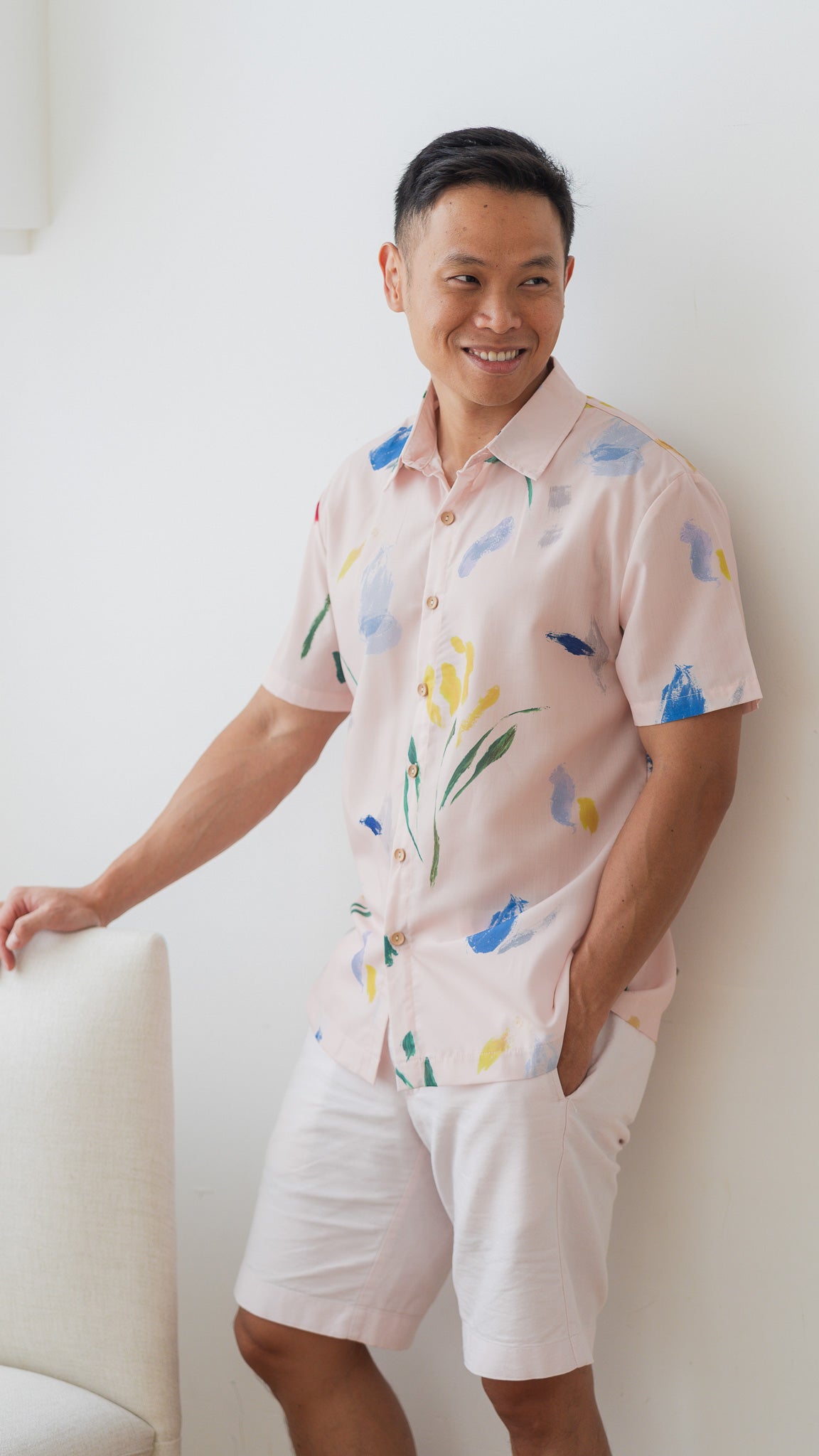 Wildflowers Men's Shirt in Pink [ONLINE ONLY]