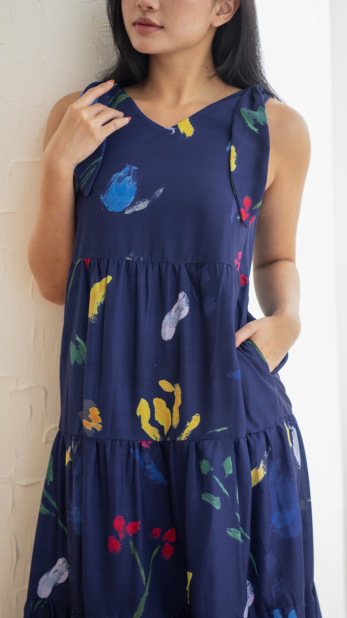 Wildflowers Tiered Two-Way Dress in Navy [ONLINE ONLY]