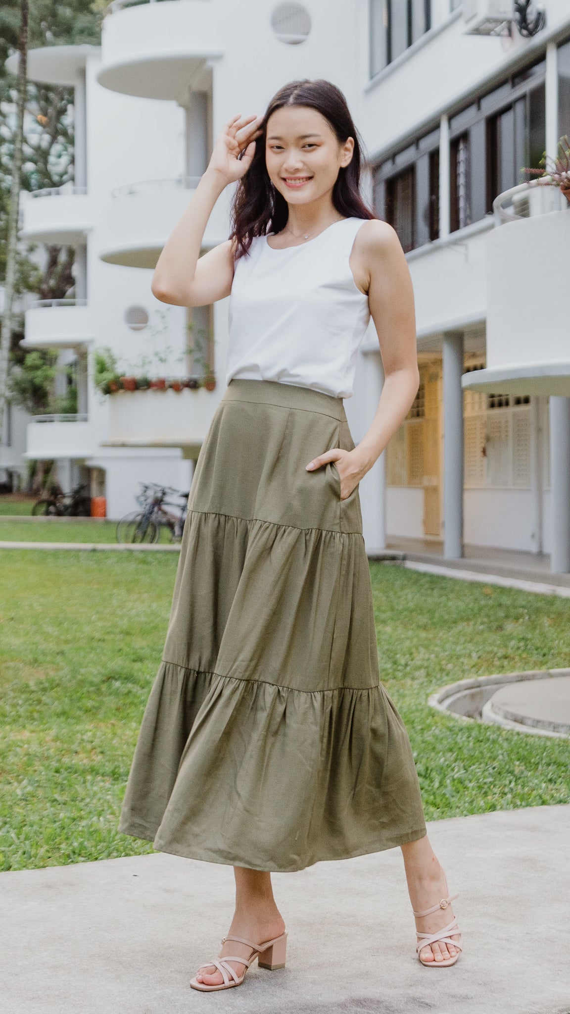 Tiered maxi skirt for sale Clearance