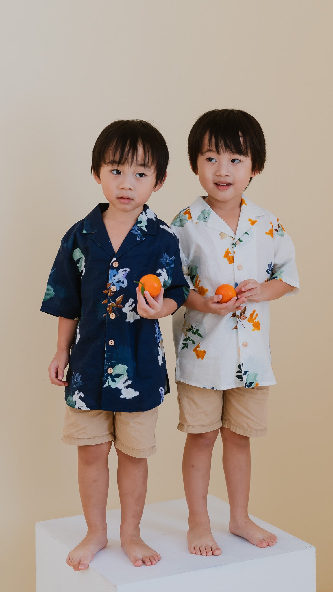 Leaps & Bounds Kids' Camp Collar Linen Shirt in Navy