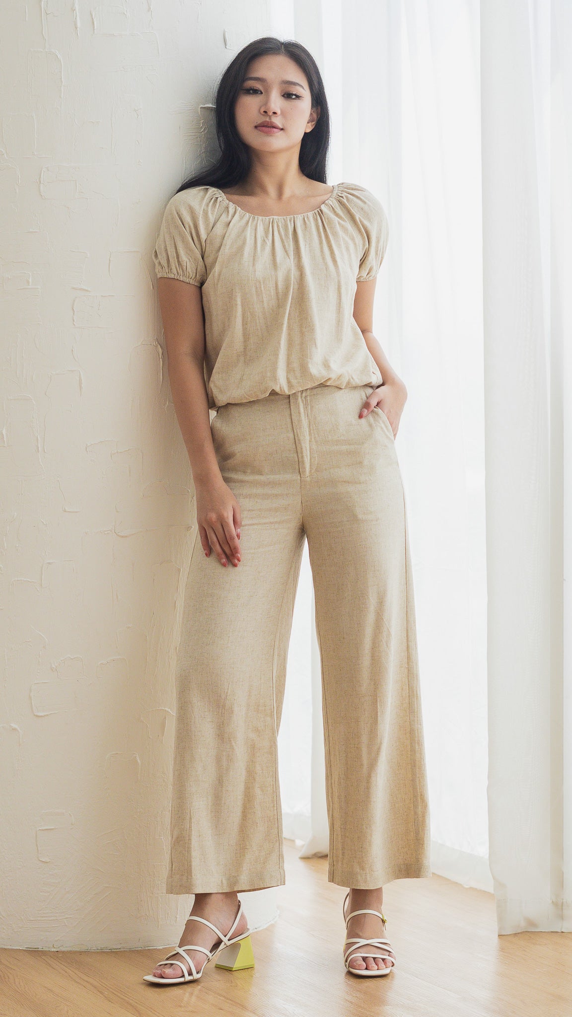 In Your Element Linen Long Pants in Linen Gray [ONLINE ONLY]