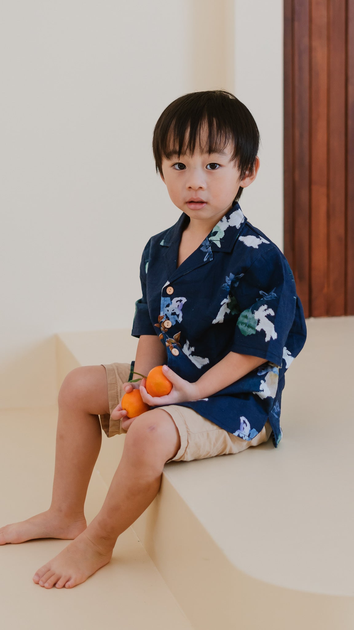 Leaps & Bounds Kids' Camp Collar Linen Shirt in Navy