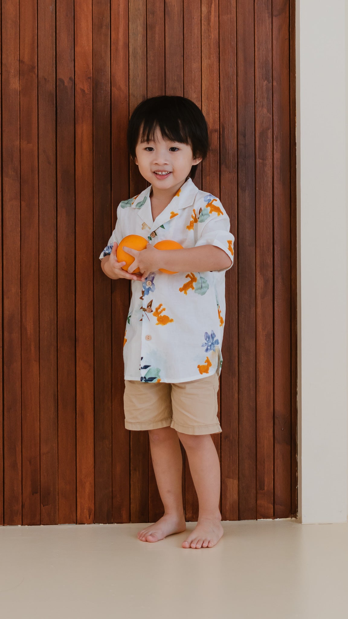 Leaps & Bounds Kids' Camp Collar Linen Shirt in White