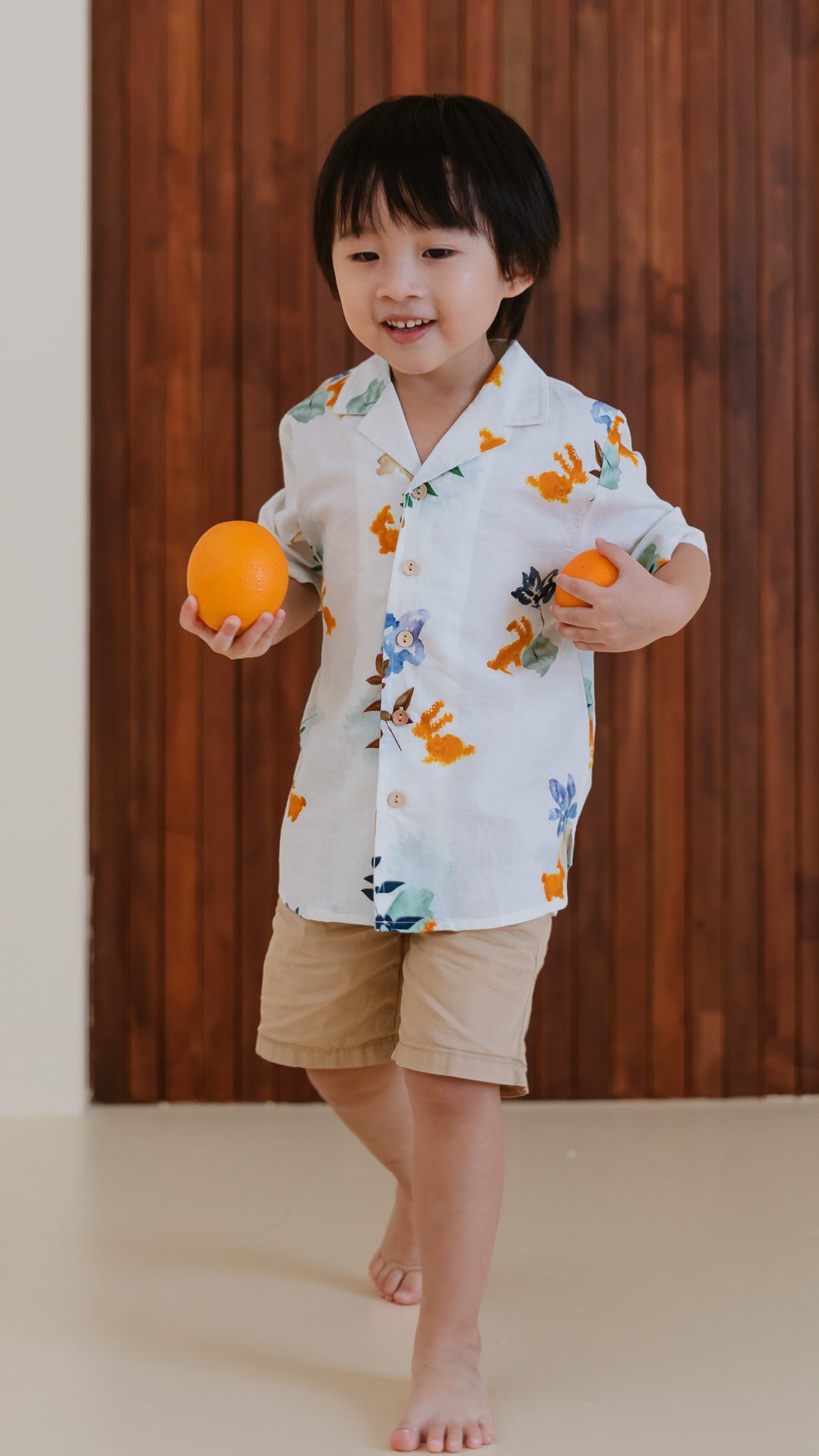 Leaps & Bounds Kids' Camp Collar Linen Shirt in White