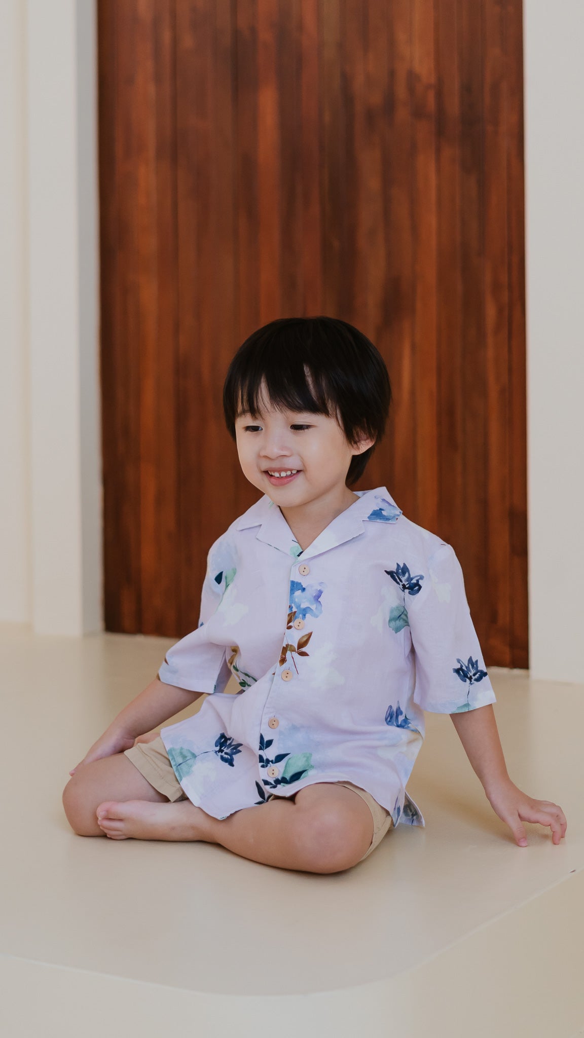 Leaps & Bounds Kids' Camp Collar Linen Shirt in Lilac