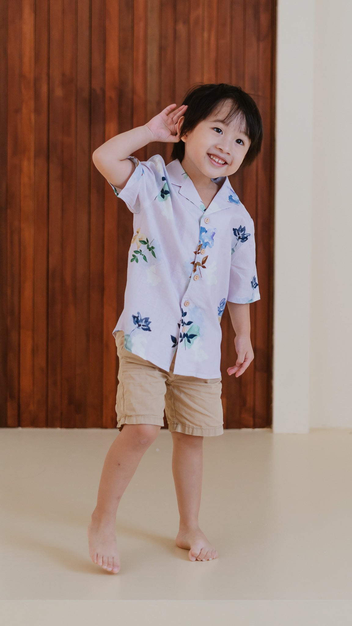 Leaps & Bounds Kids' Camp Collar Linen Shirt in Lilac