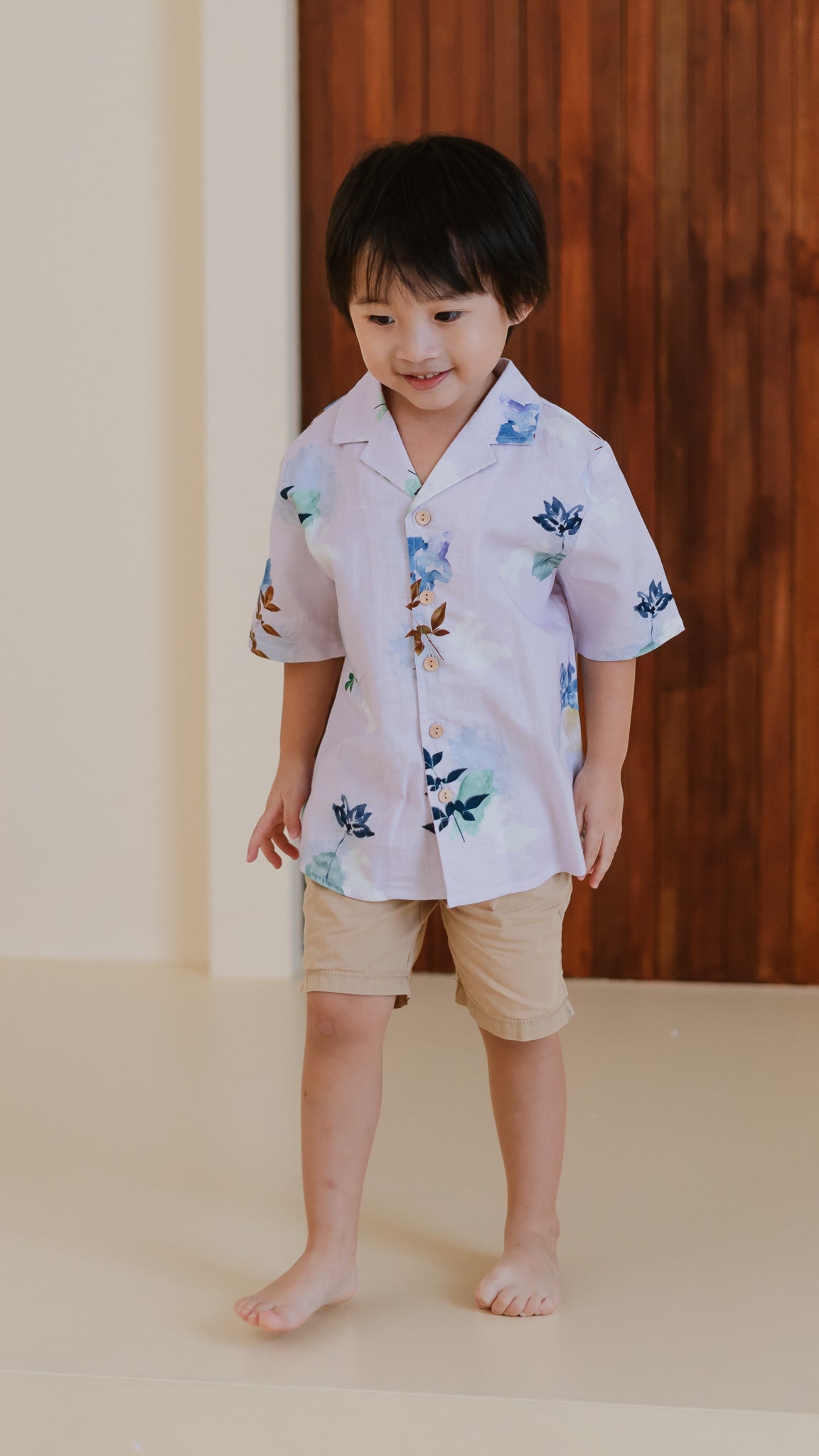 Leaps & Bounds Kids' Camp Collar Linen Shirt in Lilac