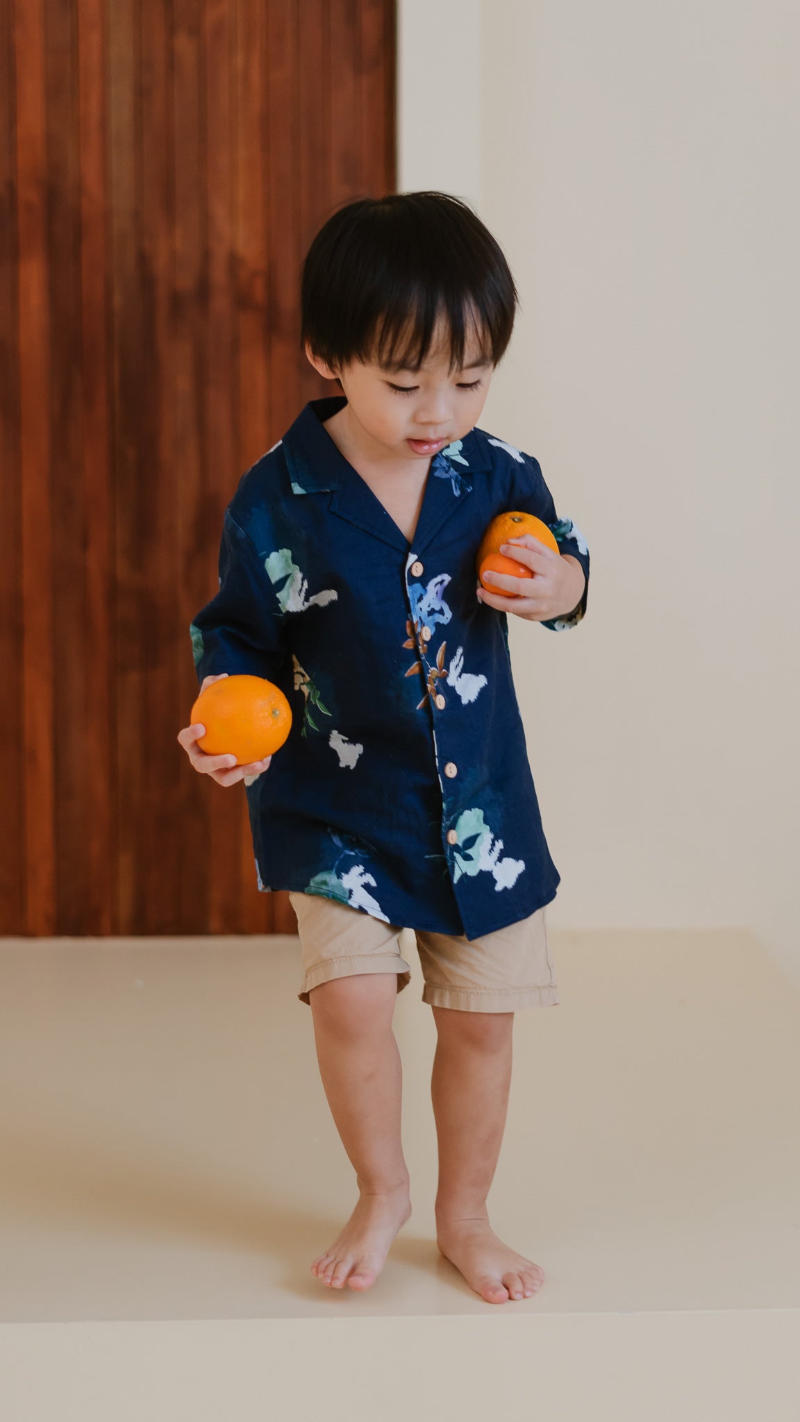 Leaps & Bounds Kids' Camp Collar Linen Shirt in Navy