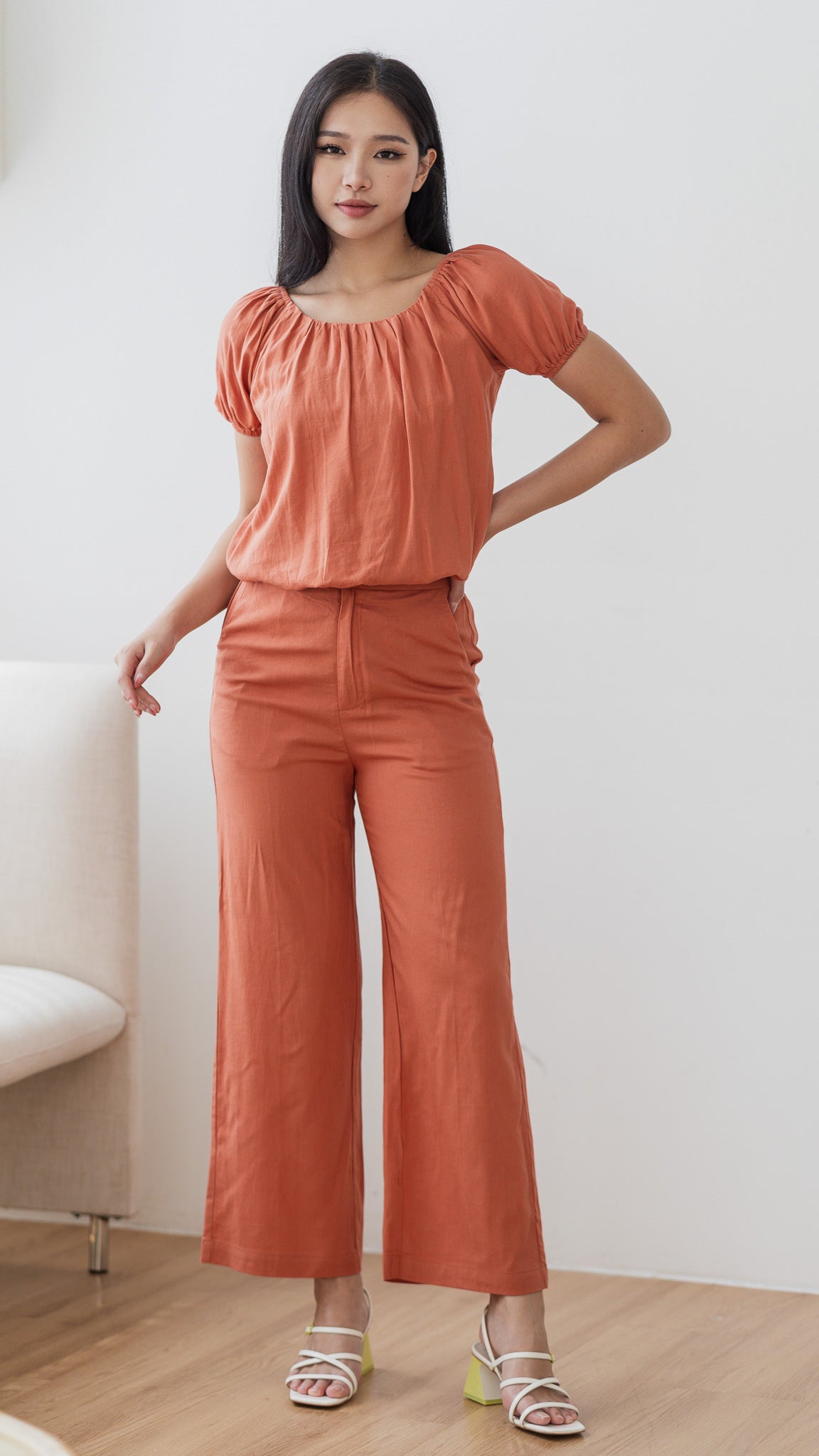 In Your Element Linen Long Pants in Orange [ONLINE ONLY]