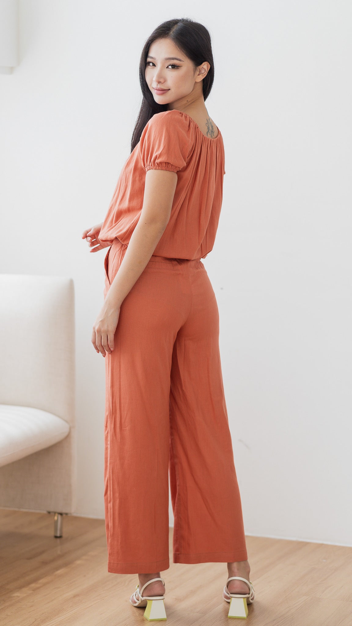 In Your Element Linen Long Pants in Orange [ONLINE ONLY]