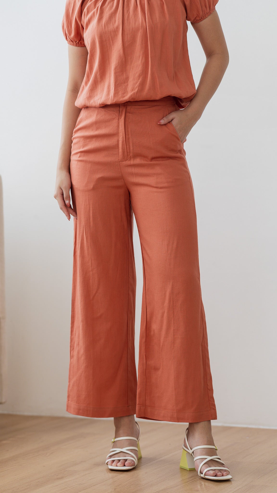 In Your Element Linen Long Pants in Orange [ONLINE ONLY]