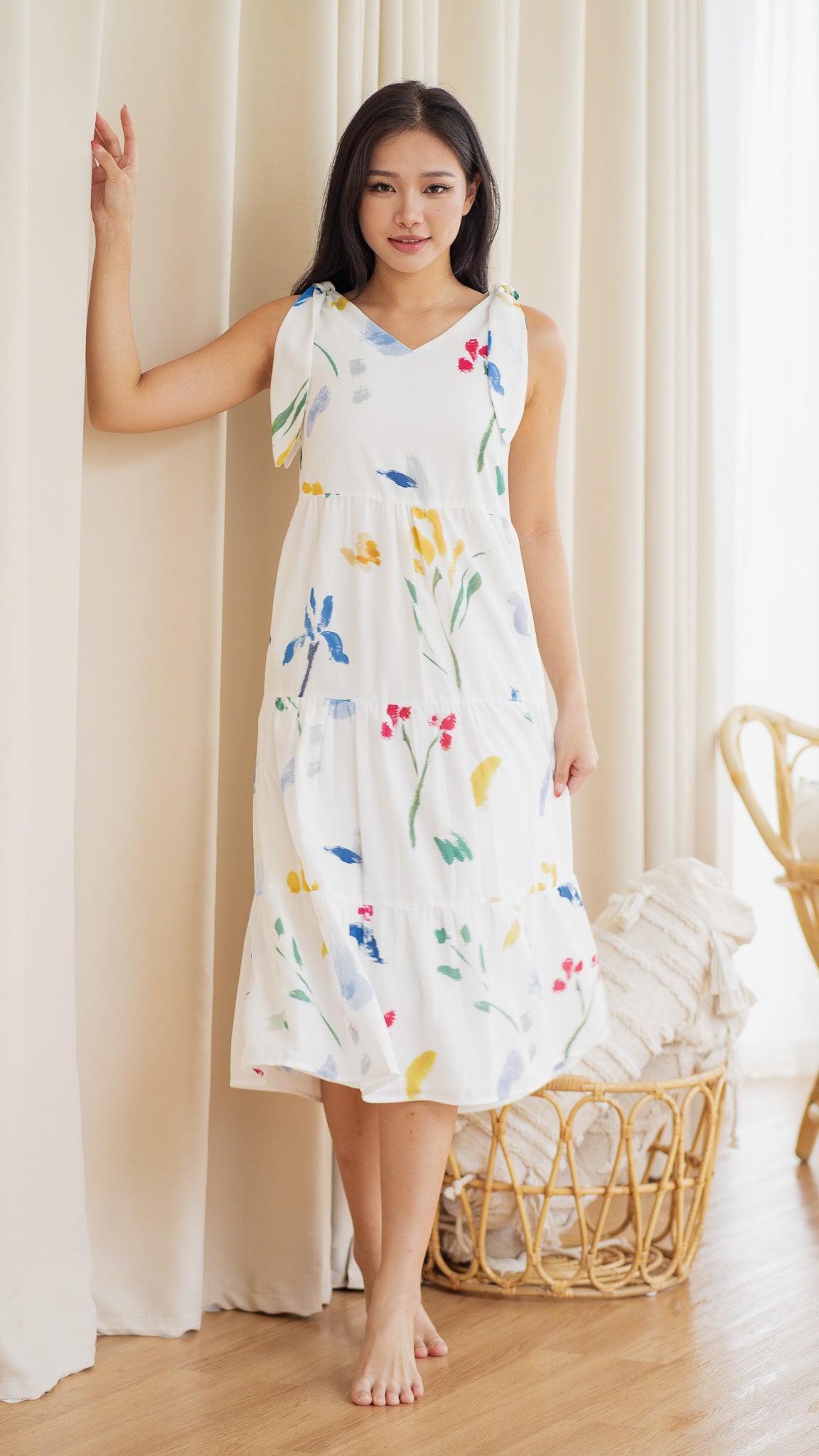 Wildflowers Tiered Two-Way Dress in White [ONLINE ONLY]