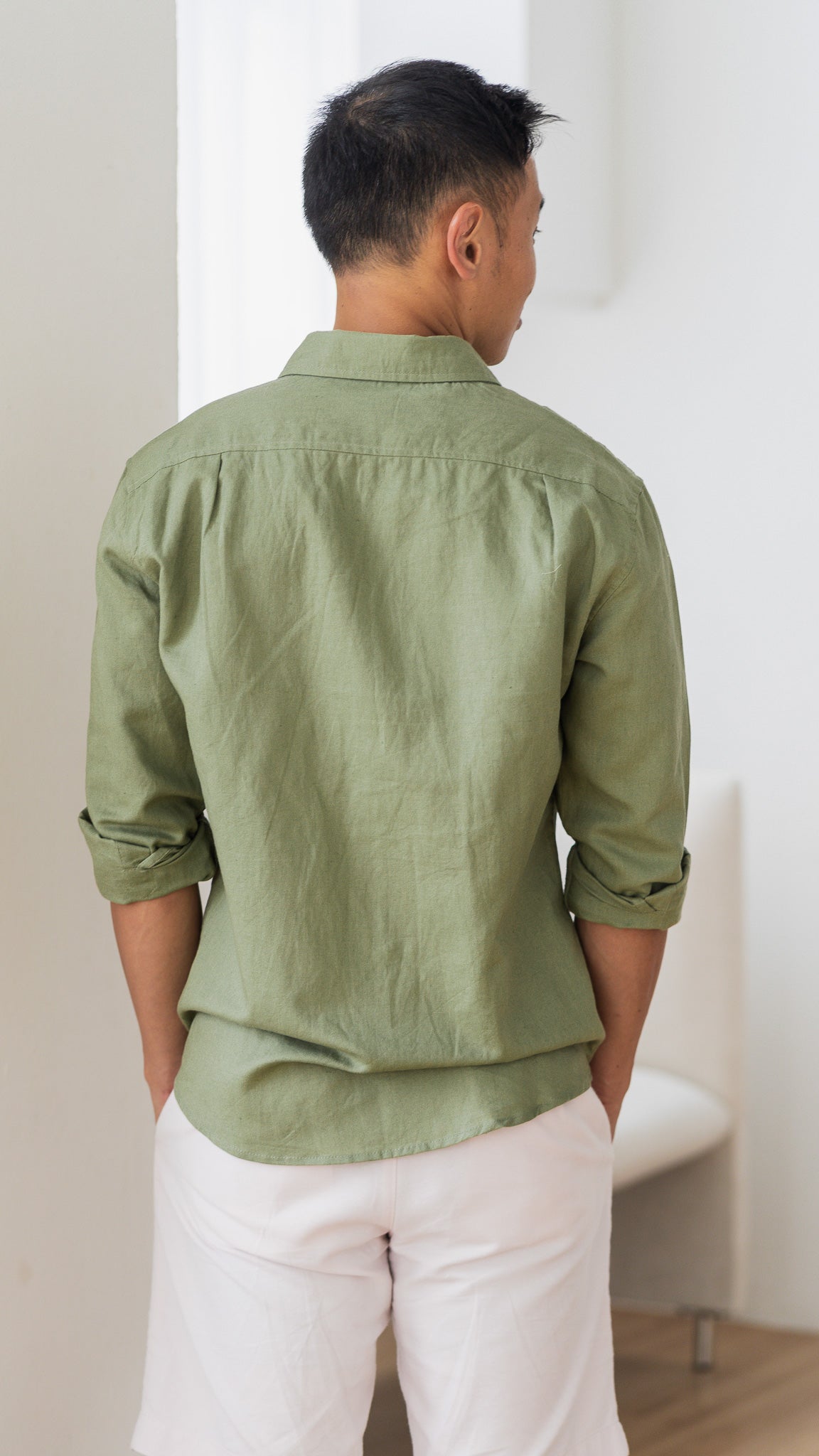 Good Vibes Men's Linen Shirt in Green [ONLINE ONLY]