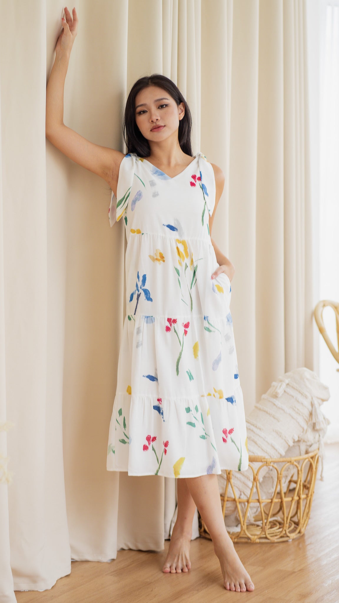Wildflowers Tiered Two-Way Dress in White [ONLINE ONLY]