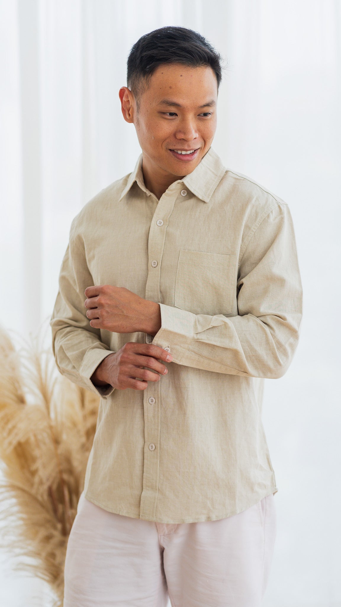 Good Vibes Men's Linen Shirt in Linen Gray [ONLINE ONLY]