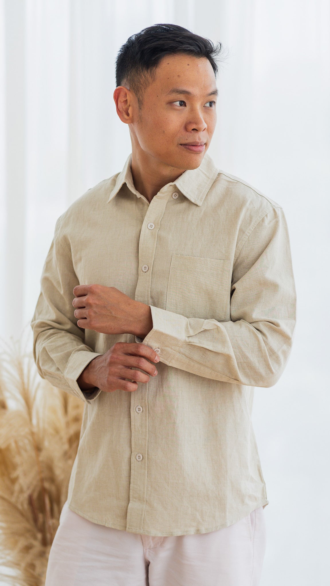 Good Vibes Men's Linen Shirt in Linen Gray [ONLINE ONLY]