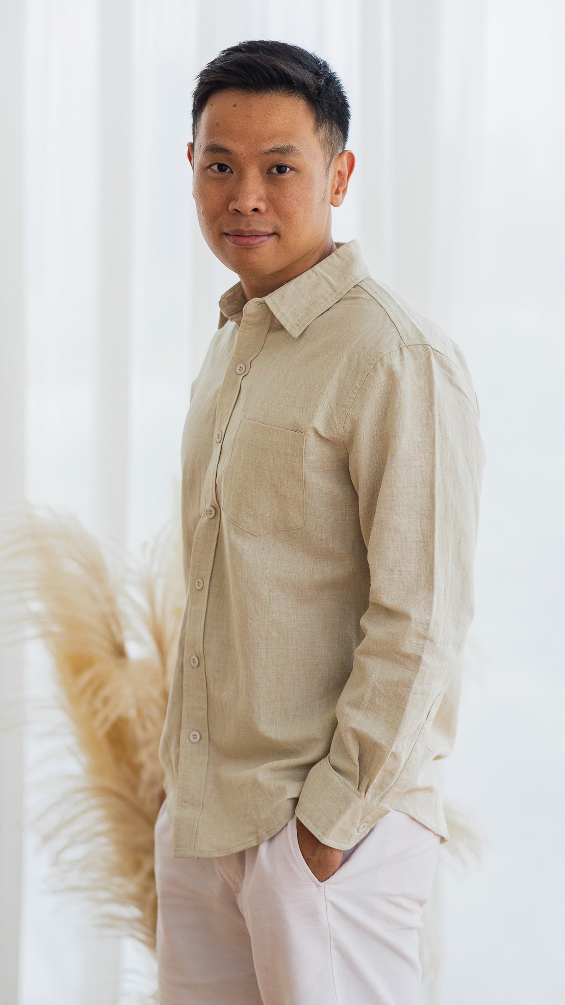 Good Vibes Men's Linen Shirt in Linen Gray [ONLINE ONLY]