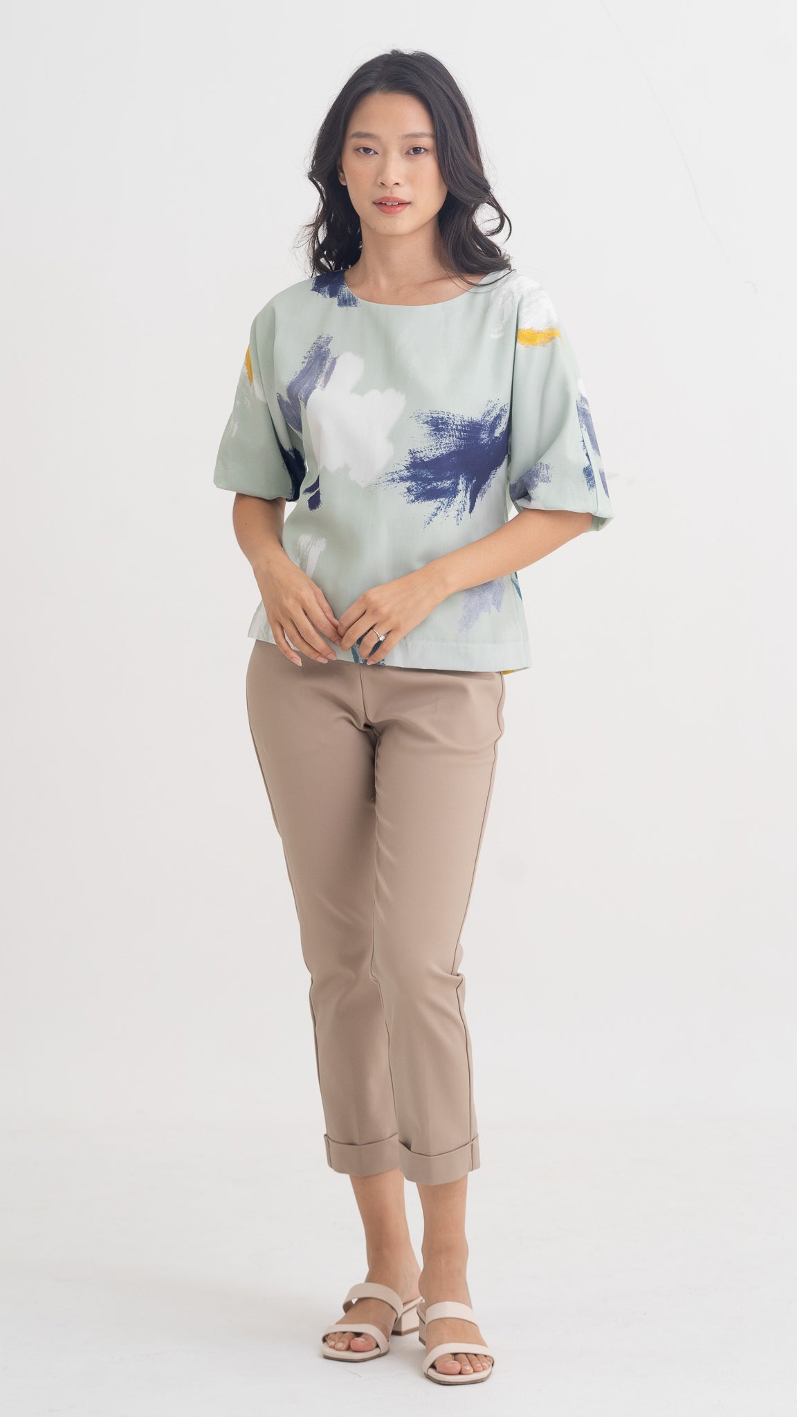 If I Were A Painter Sleeved Blouse in Sage