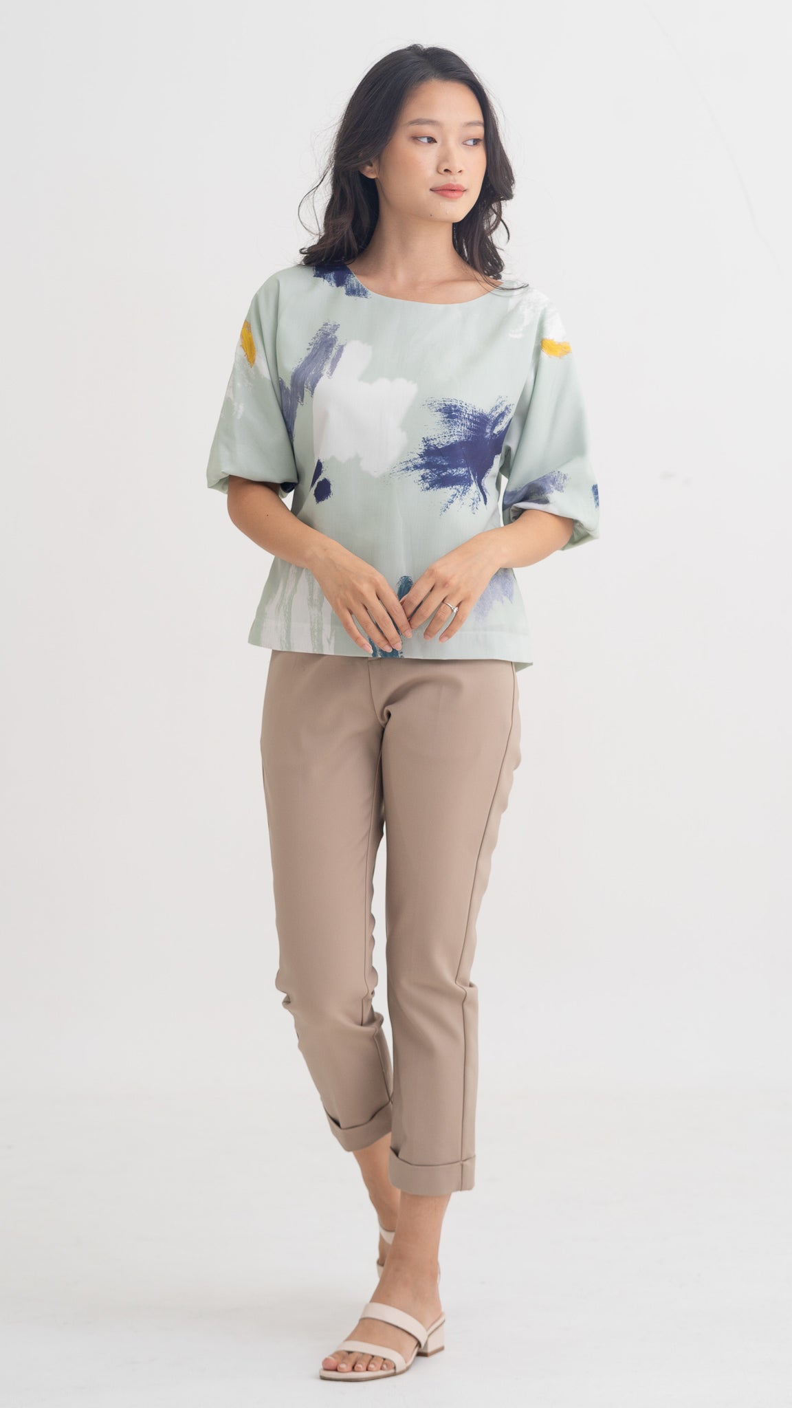 If I Were A Painter Sleeved Blouse in Sage