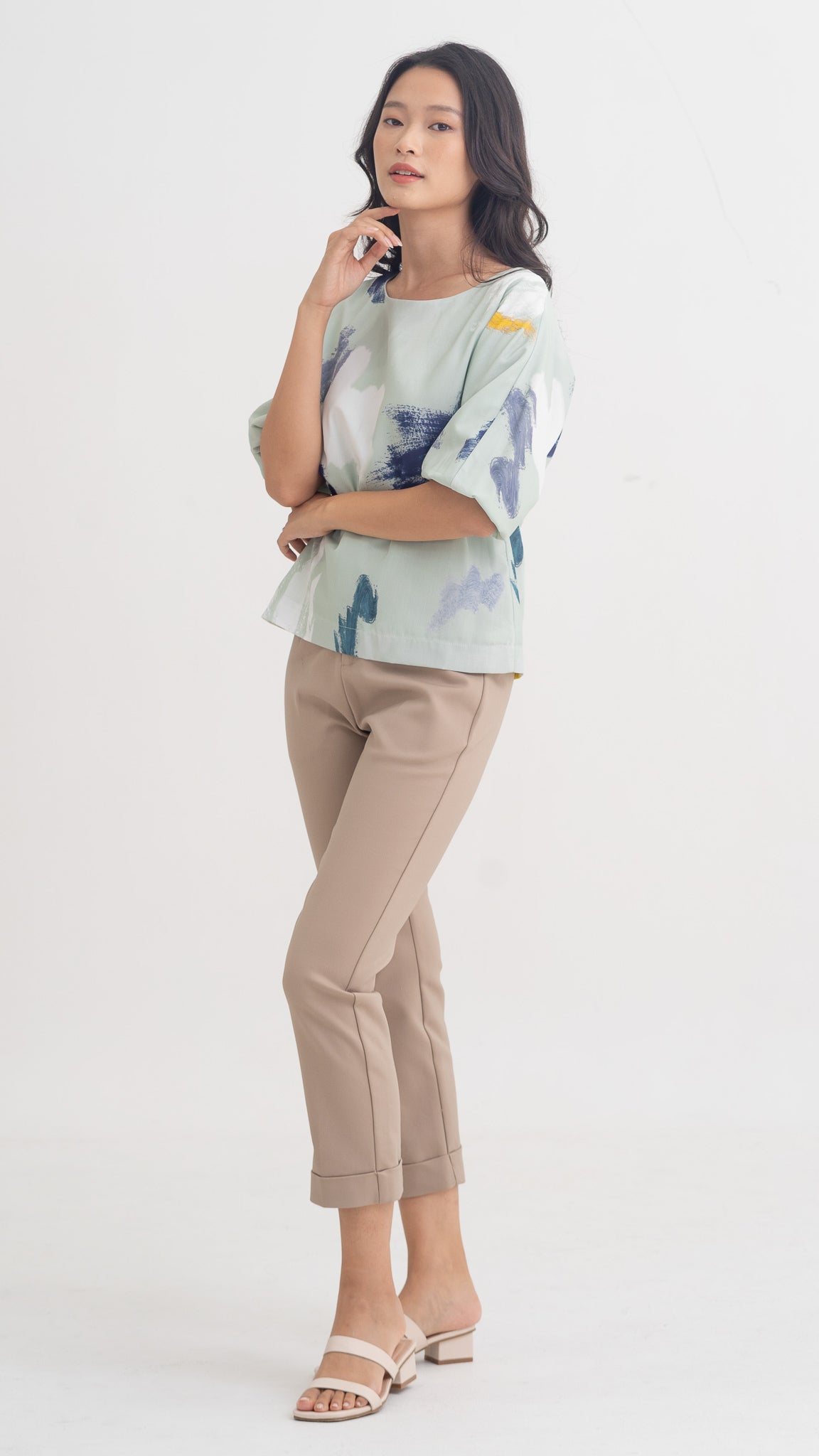 If I Were A Painter Sleeved Blouse in Sage